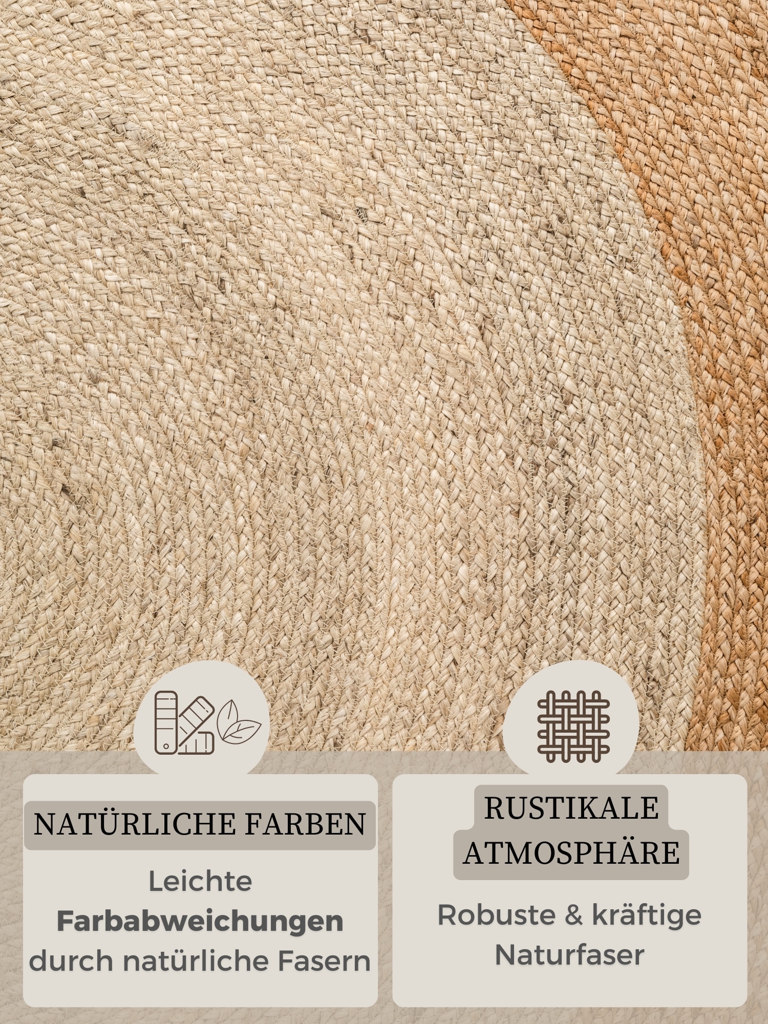 HANSE Home Teppich »Jutta Juteteppich«, rund, 9 mm Höhe, 100% Jutefaser, Natur, Wohnzimmer, Esszimmer, Flur, Boho, Skandi