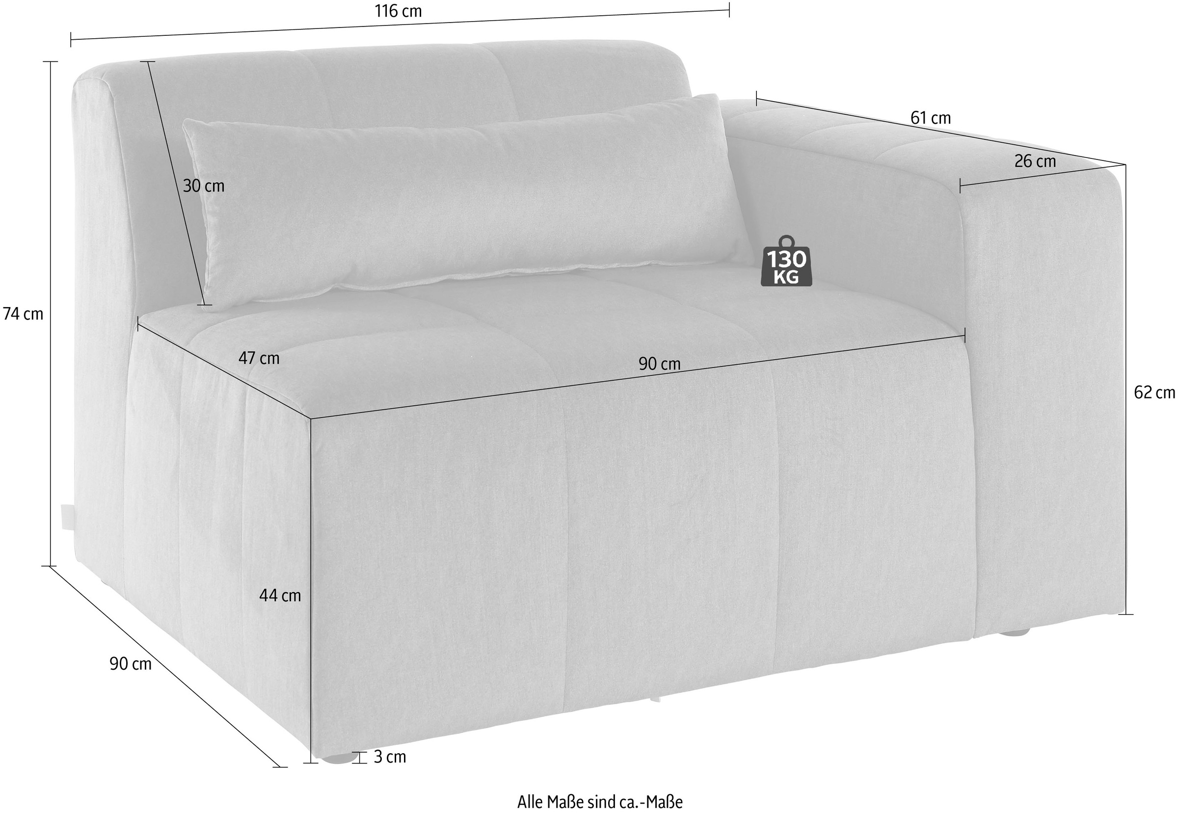 LeGer Home by Lena Gercke Sofaelement »Maileen«, Modul Sessel mit Armlehne, verknüpfbar mit anderen Modulen der Serie