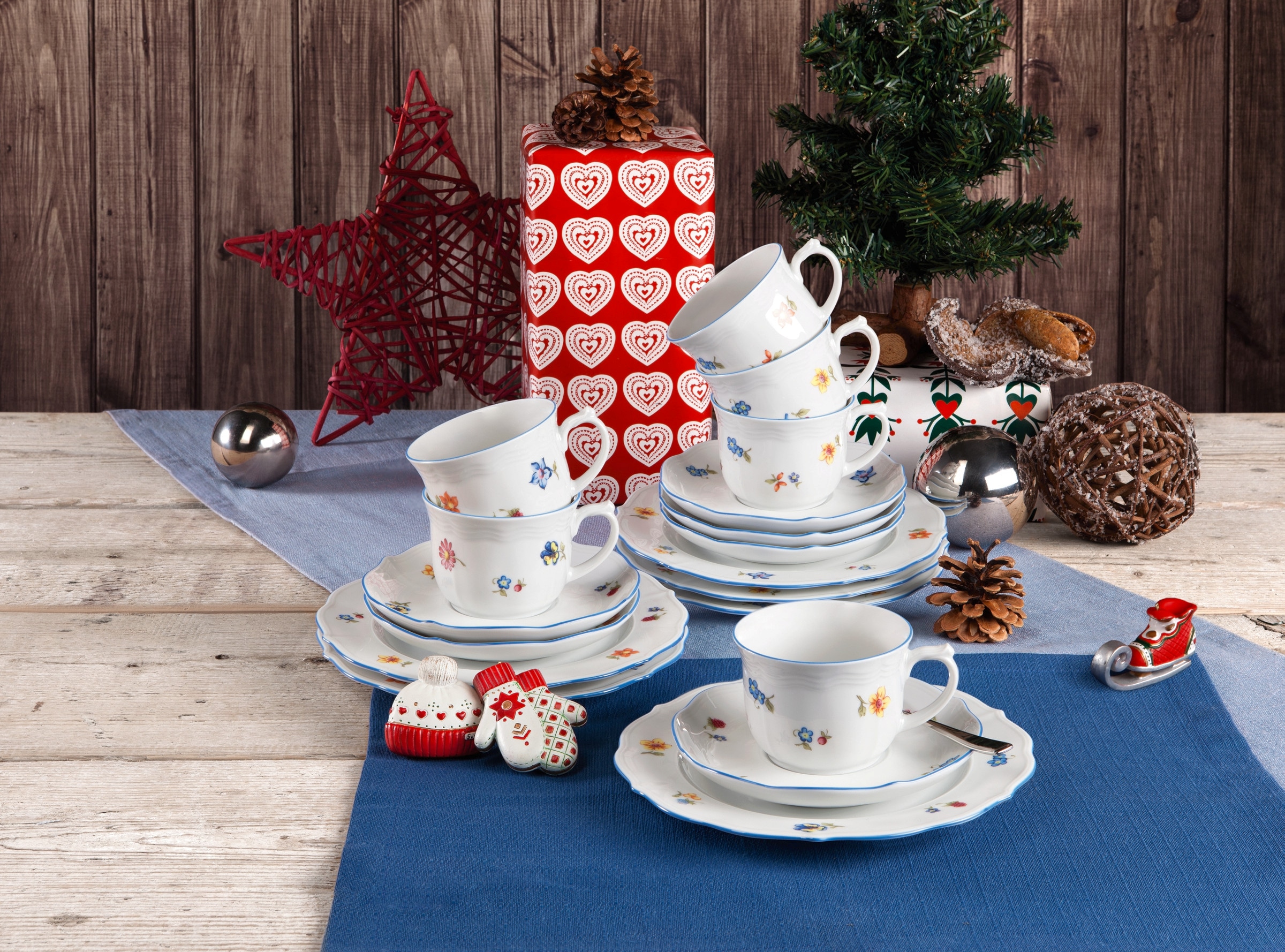 Seltmann Weiden Kaffeeservice »Geschirr-Set, Service Sonate Nostalgie«, (Set, 18 tlg.), Tassen, Untertassen, Teller, Made in Germany, 18 Teile, für 6 Personen