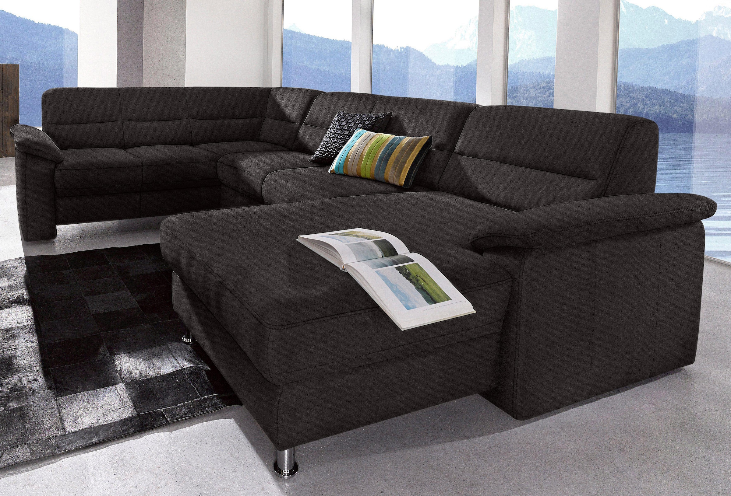 sit&more Wohnlandschaft "Ascara U-Form, B:312cm, klassisches Design, Taschenfederkernpolsterung" inklusive Boxspring/Federkern-Polsterung, wahlweise mit Schlaffunktion
