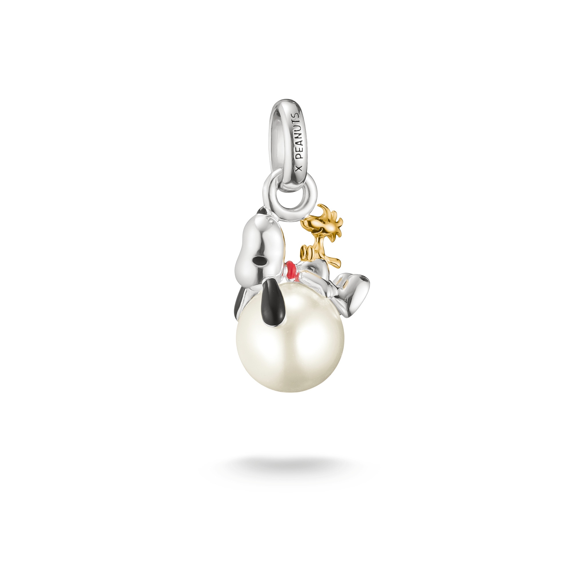 THOMAS SABO Damen Charm-Einhänger "THOMAS SABO x Peanuts Snoopy/Woodstock Santa Edition - Connect", silber, Perlen, Silber 925 (recycelt), Charms,