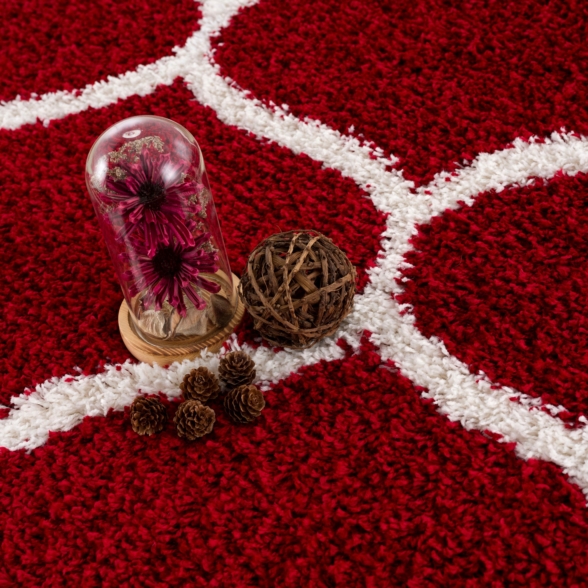 Hochflor-Teppich SANAT "Madrid", rot, H:30mm Ø:80cm, Kunstfaser, Teppiche, Wohnzimmer, Langflor, Shaggy Teppich 3
