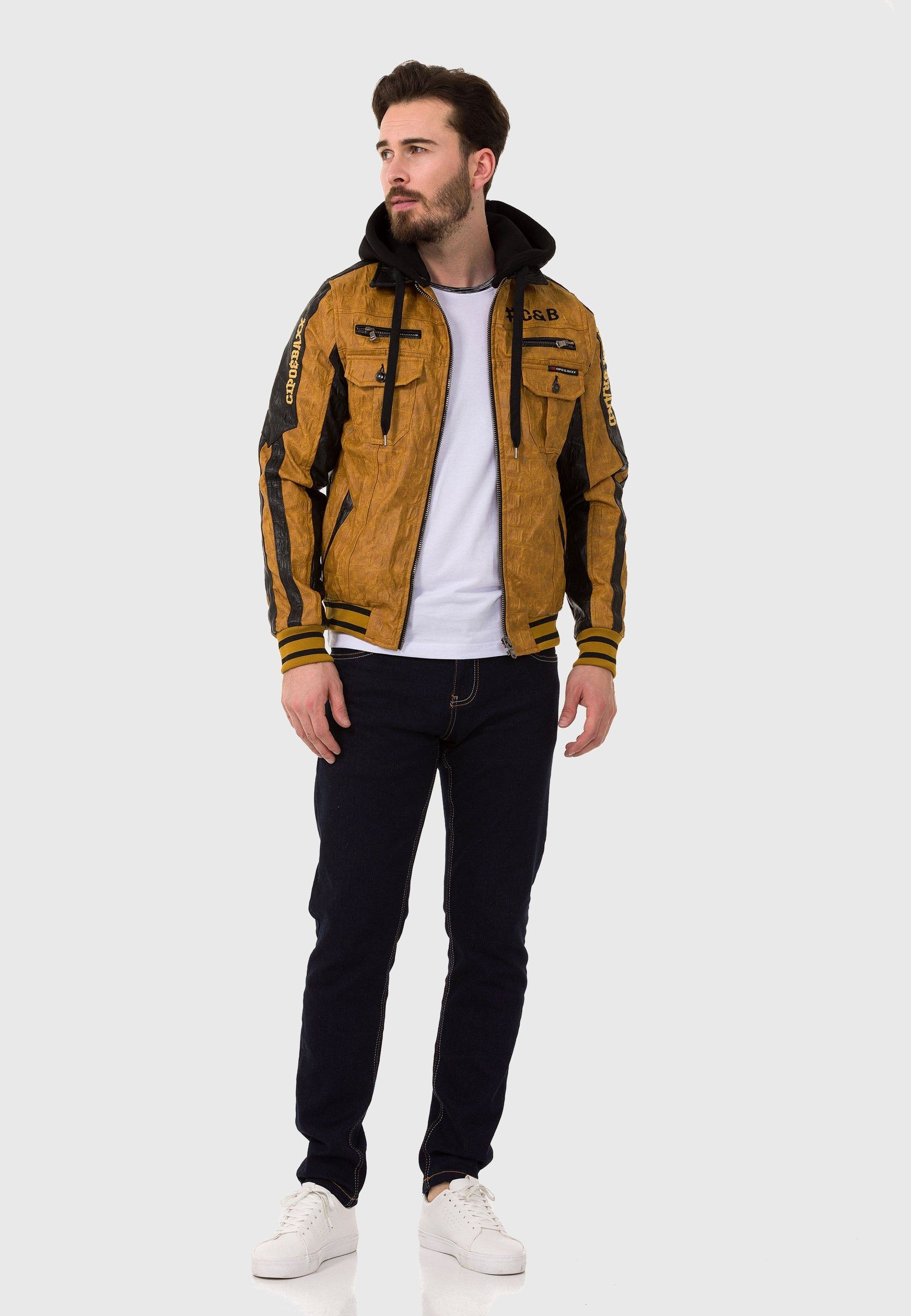 Cipo & Baxx Lederimitatjacke »Jacke«, ohne Kapuze, aus Kunstleder