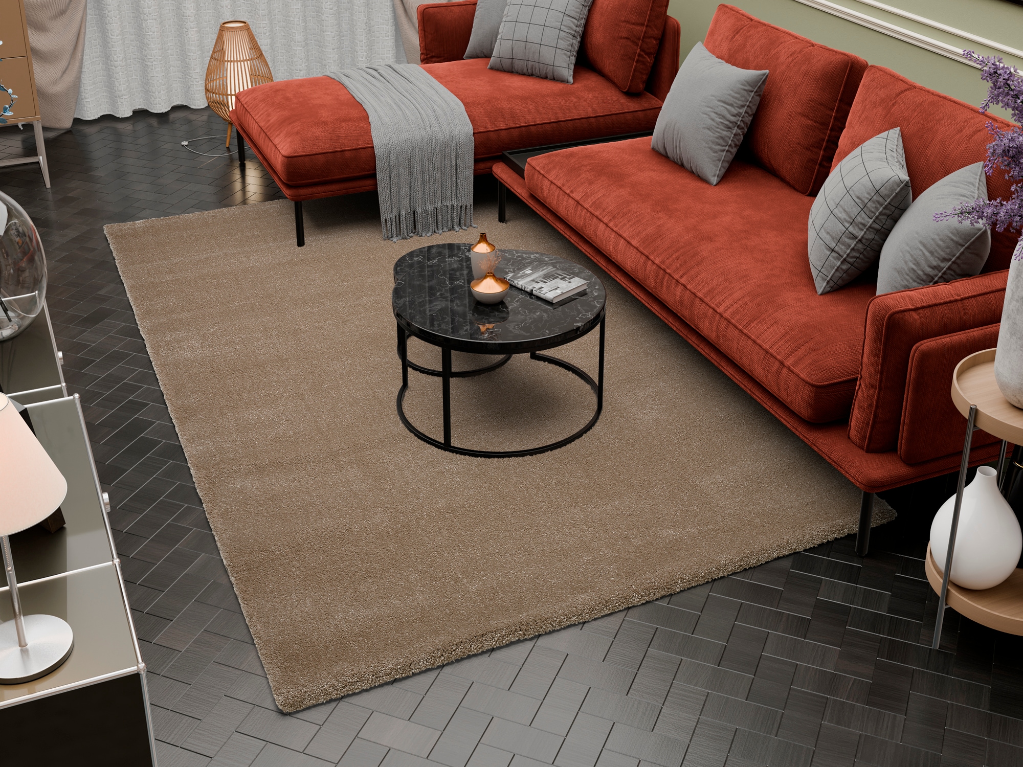 OCI DIE TEPPICHMARKE "KOMFORT, auch als Läufer und in Rund" rund 20 mm Höhe Uni - Hochflor, Langflor, Shaggy, maschinengewebt, robust