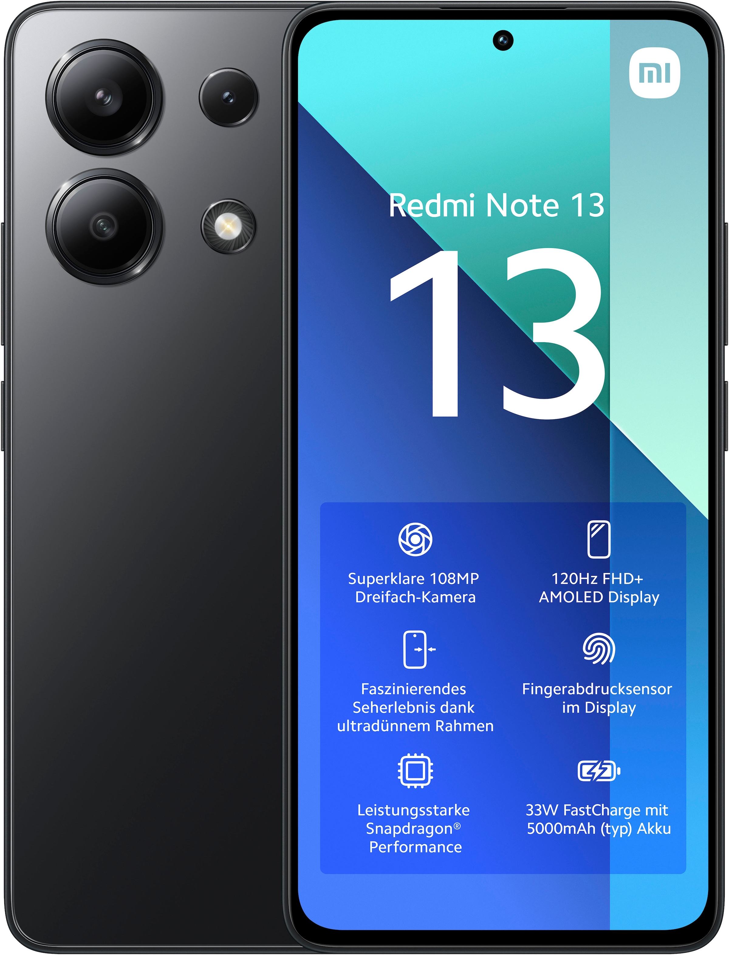 Smartphone »Redmi Note 13 8+128 GB«, Midnight Black, 16,94 cm/6,67 Zoll, 128 GB...