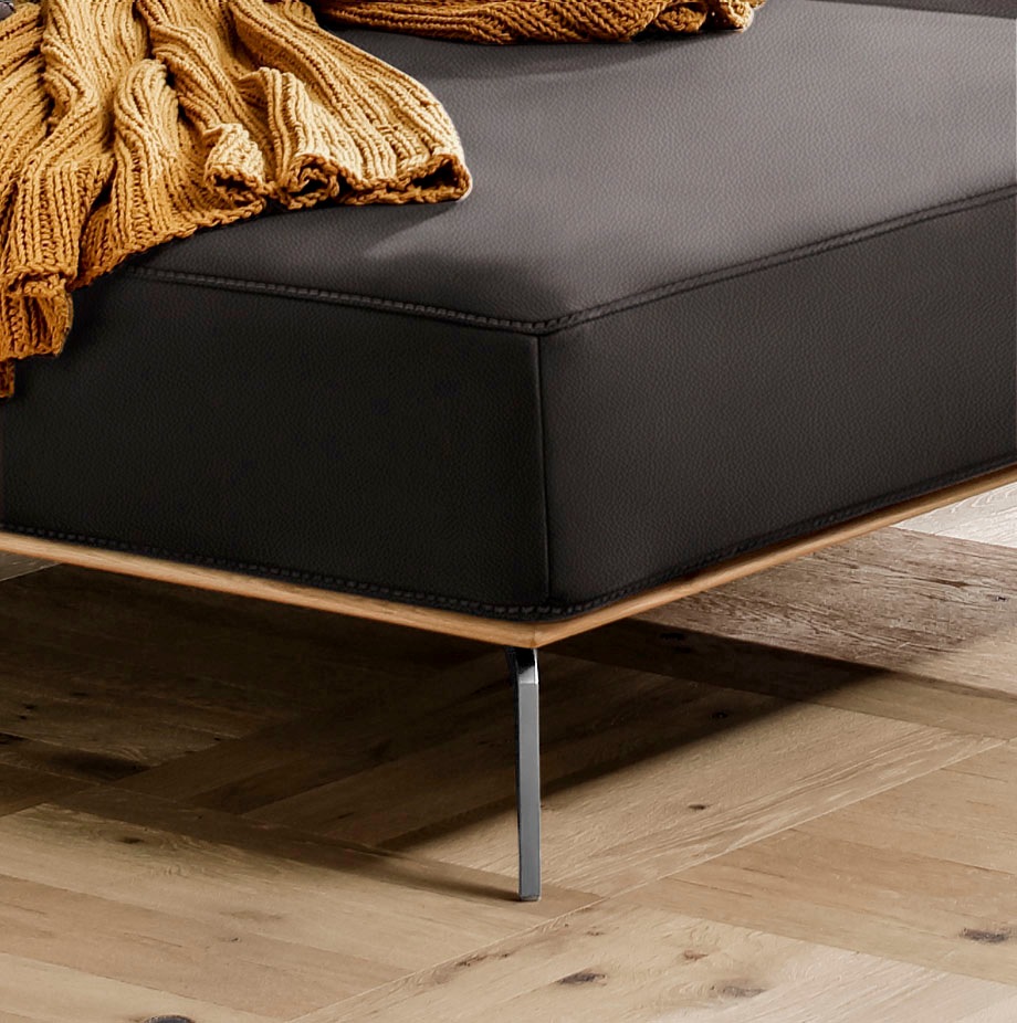 W.SCHILLIG Ecksofa »run, Designsofa mit tollem Sitzkomfort, bequem, L-Form«, mit elegantem Holzsockel, Füße in Chrom glänzend, Breite 319 cm