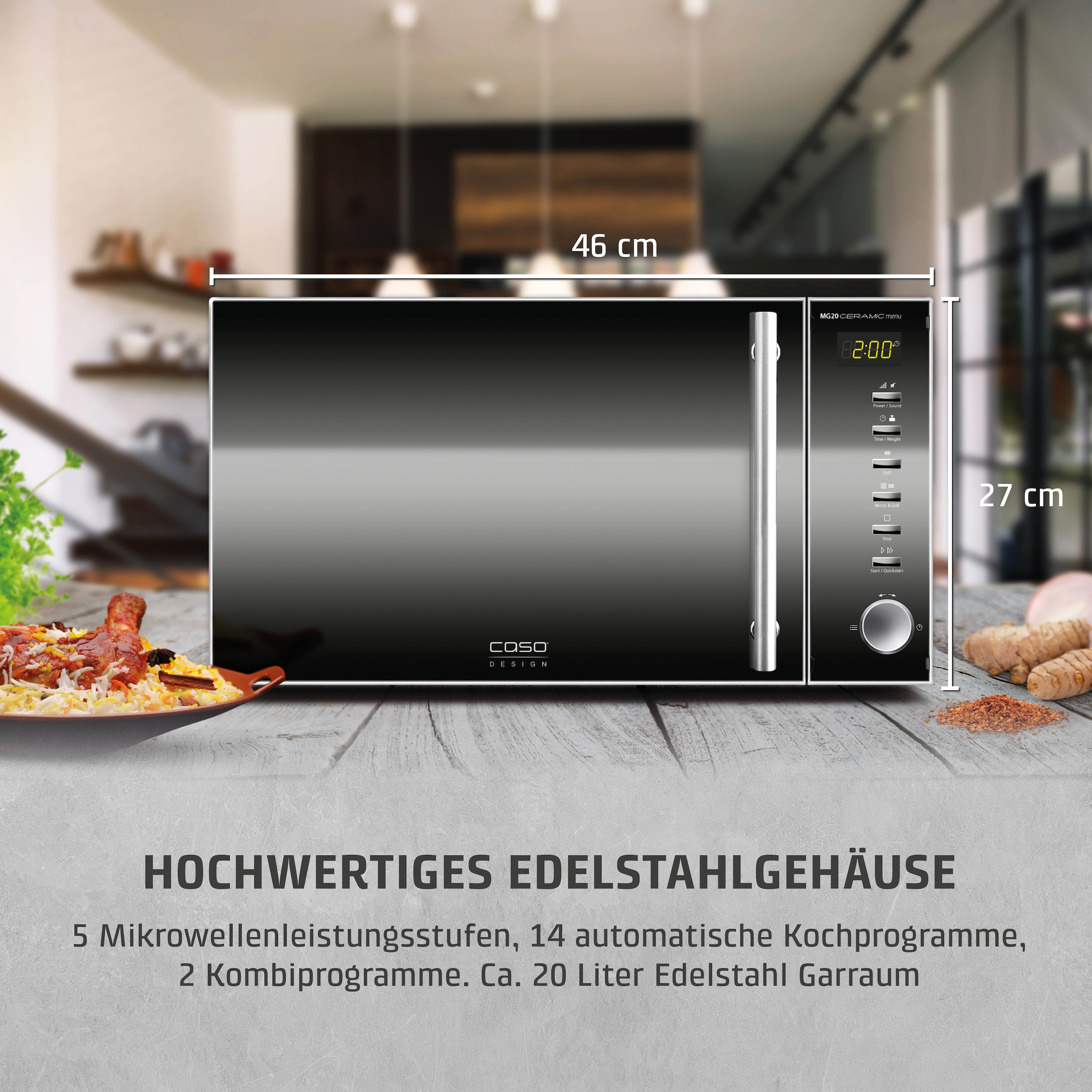 Caso Mikrowelle »3323 MG 20 Ceramic menu« Grill 800 W Mikrowelle + Grill