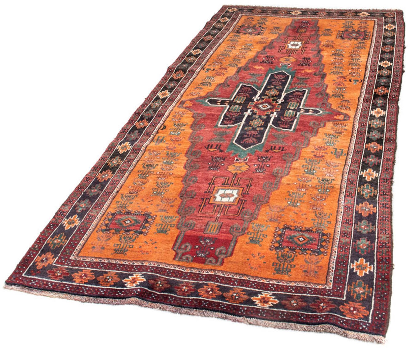 morgenland Hochflor-Läufer "Shiraz Medaillon Arancione 220 x 104 cm", rechteckig, Handgeknüpft