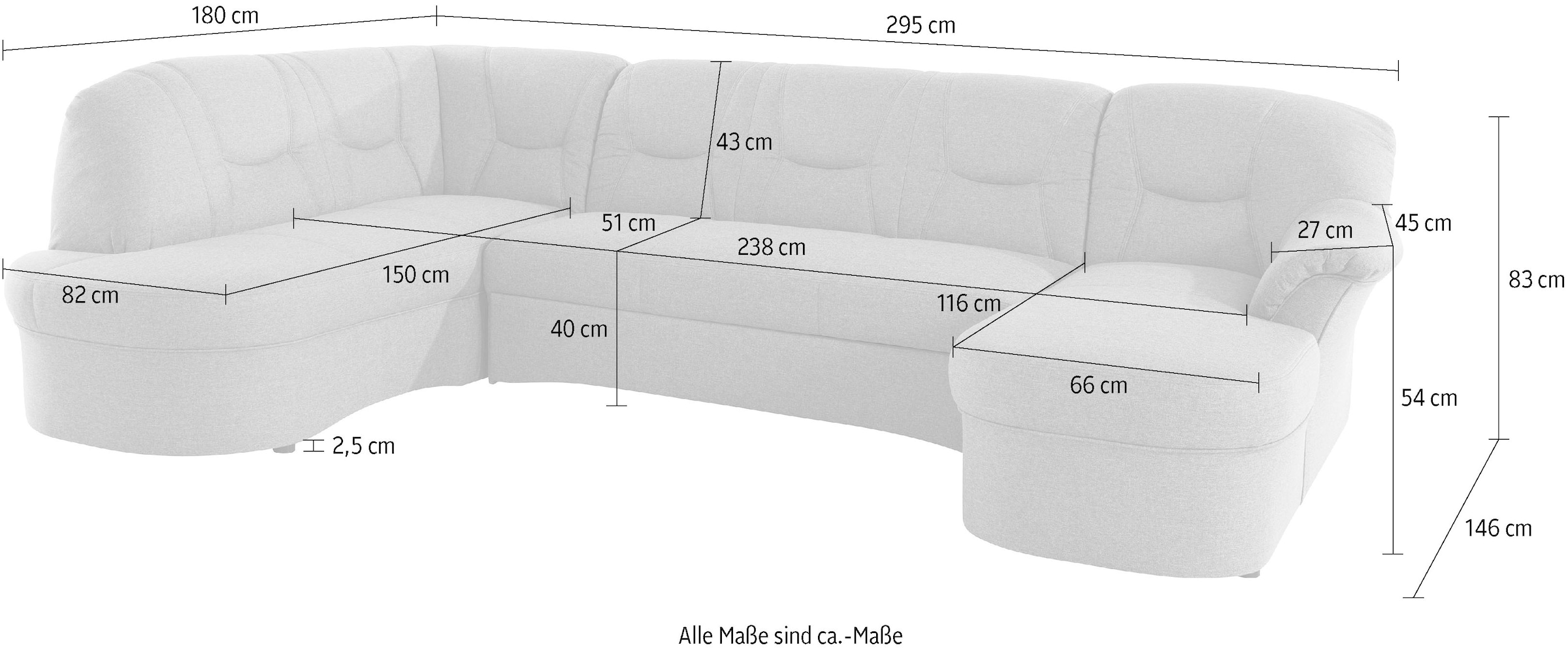 DOMO collection Wohnlandschaft »Sarafina, zeitlos und komfortabel, optional mit Federkern, U-Form«, wahlweise mit Bettfunktion