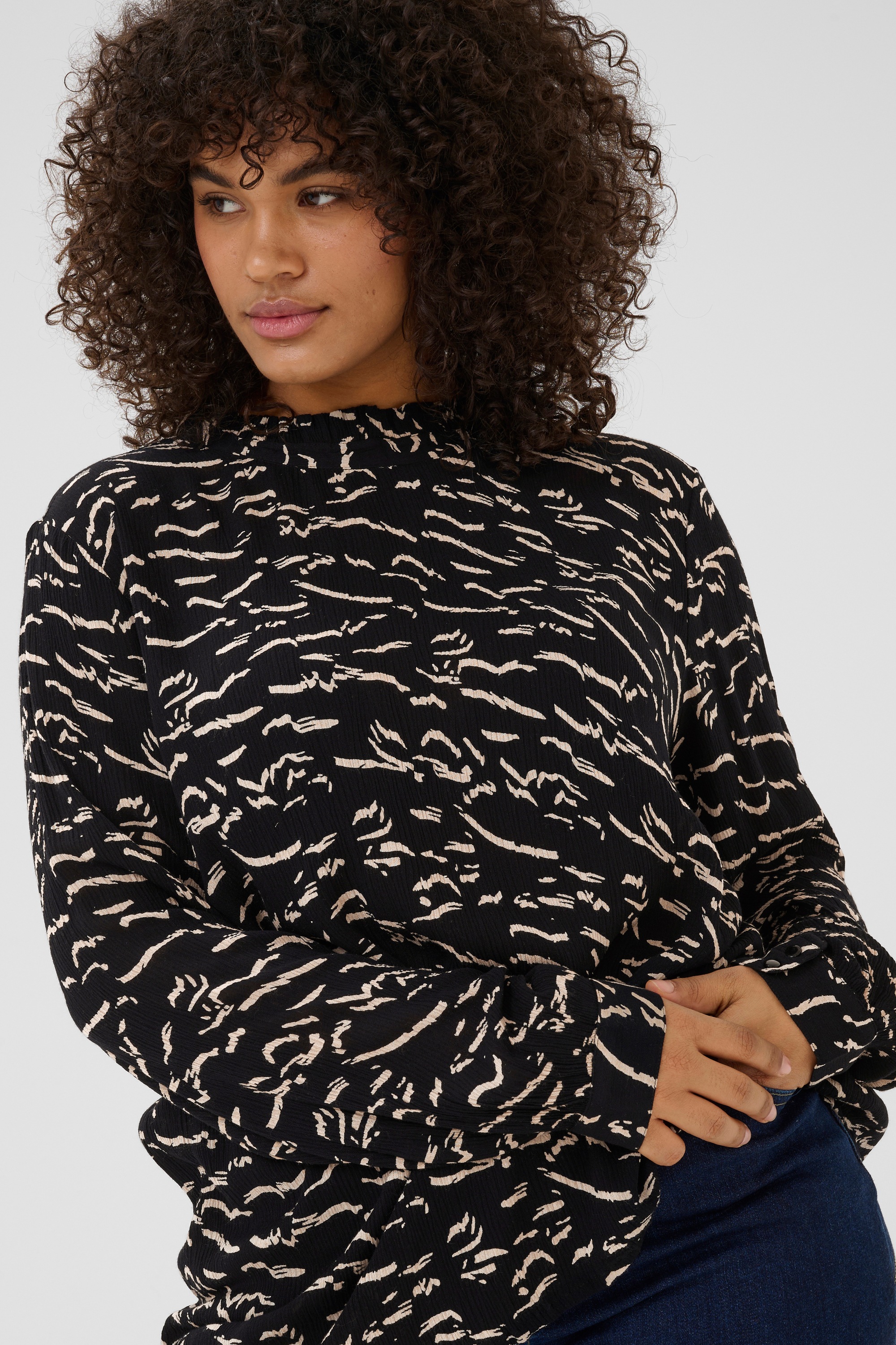 KAFFE Curve Langarmbluse »Damen Bluse langarm KClune«