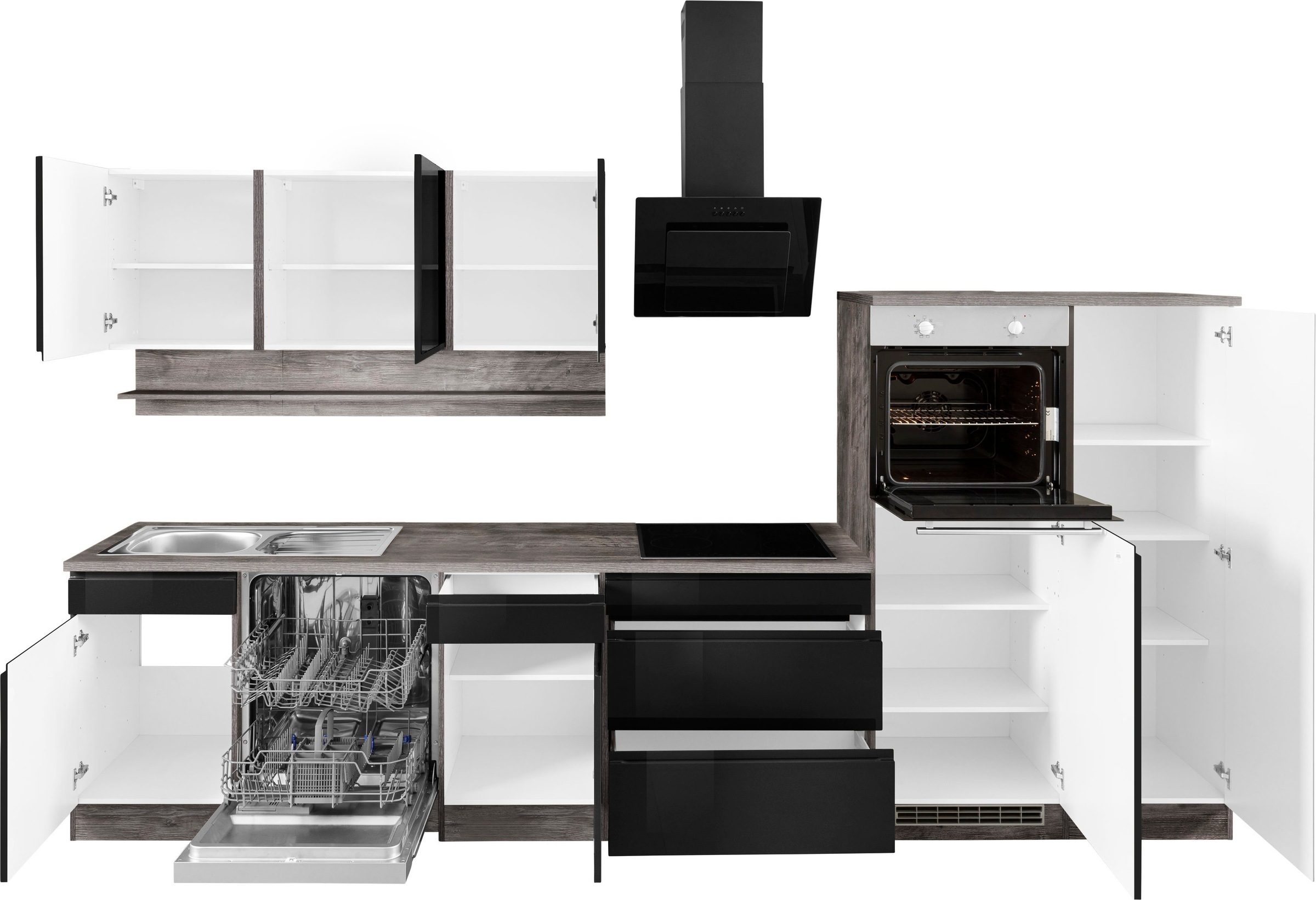 Thumbnail - KOCHSTATION Küchenzeile "KS-Virginia" Breite 350 cm, mit Glaskeramik-oder Induktionskochfeld