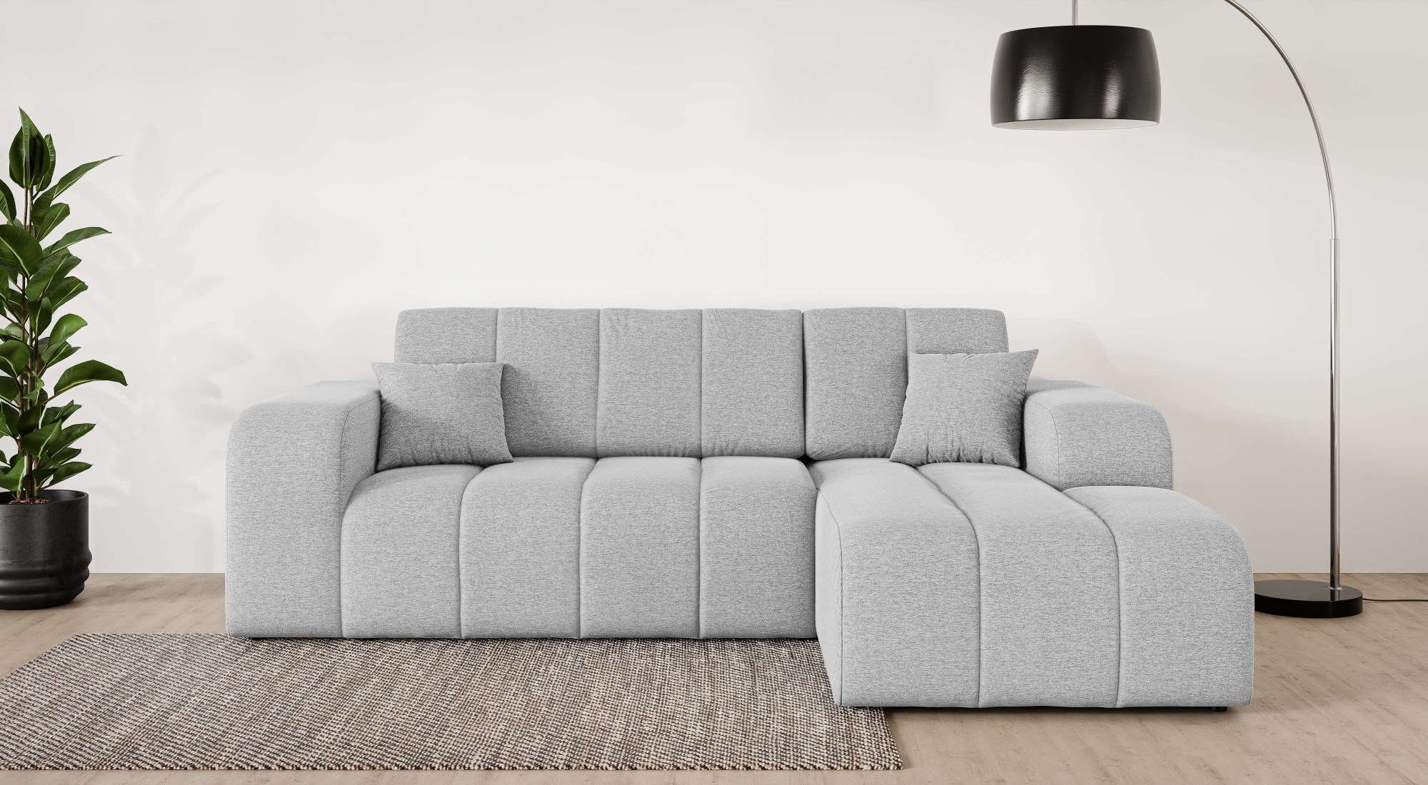 OTTO home Ecksofa "CASSY L-Form, Schlafsofa mit Bettkasten, Maße B/T/H: 245/165/88 cm" mit 2 Rückenkissen, Recamiere rechts oder links bestellbar