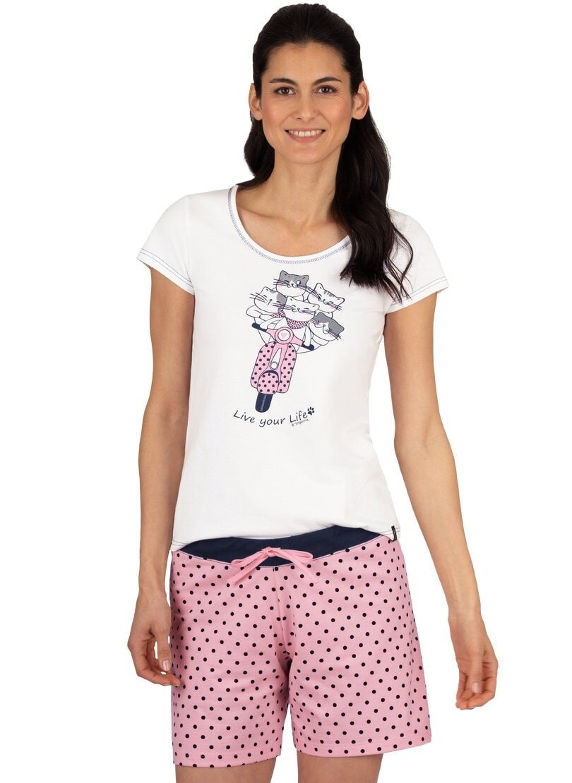 Trigema Schlafanzug »TRIGEMA Schlafanzug mit kurzer Hose und Katzen-Motiv«  online kaufen | BAUR