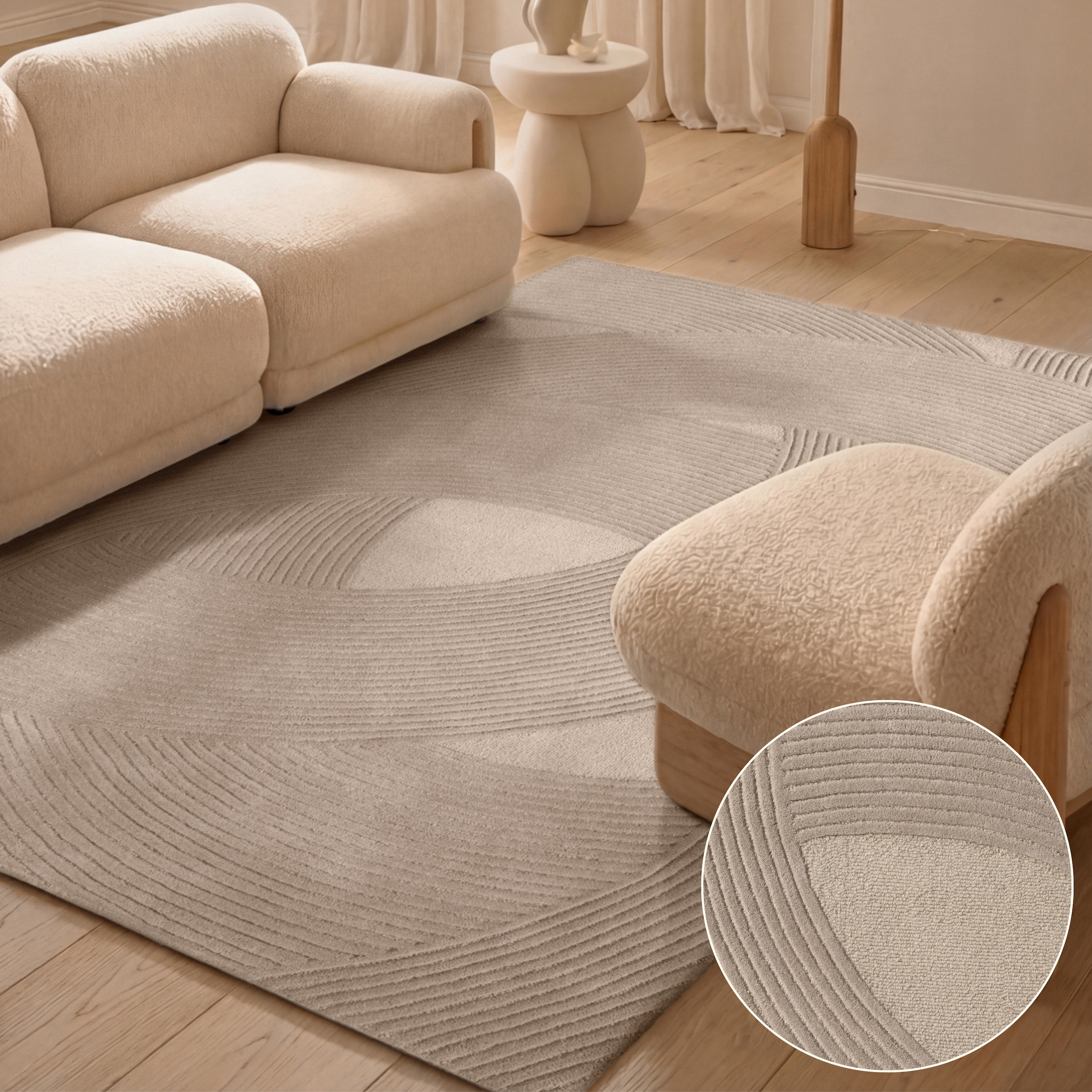 Ted Baker Wollteppich "Victoria, auch in rund" rechteckig 18 mm Höhe Naturteppich Wolle, Hoch-Tief-Design, Wohnzimmer, Schlafzimmer