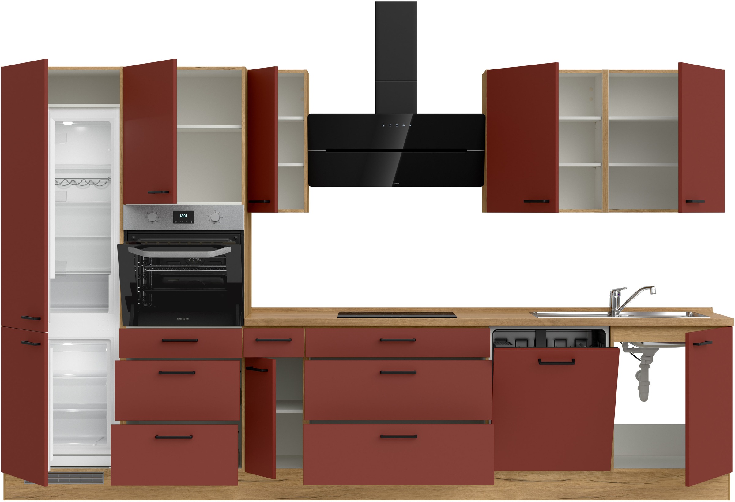 nobilia® Küchenzeile »"Easytouch II"«, vormontiert, Ausrichtung wählbar, Breite 360 cm, wahlw. mit E-Geräten
