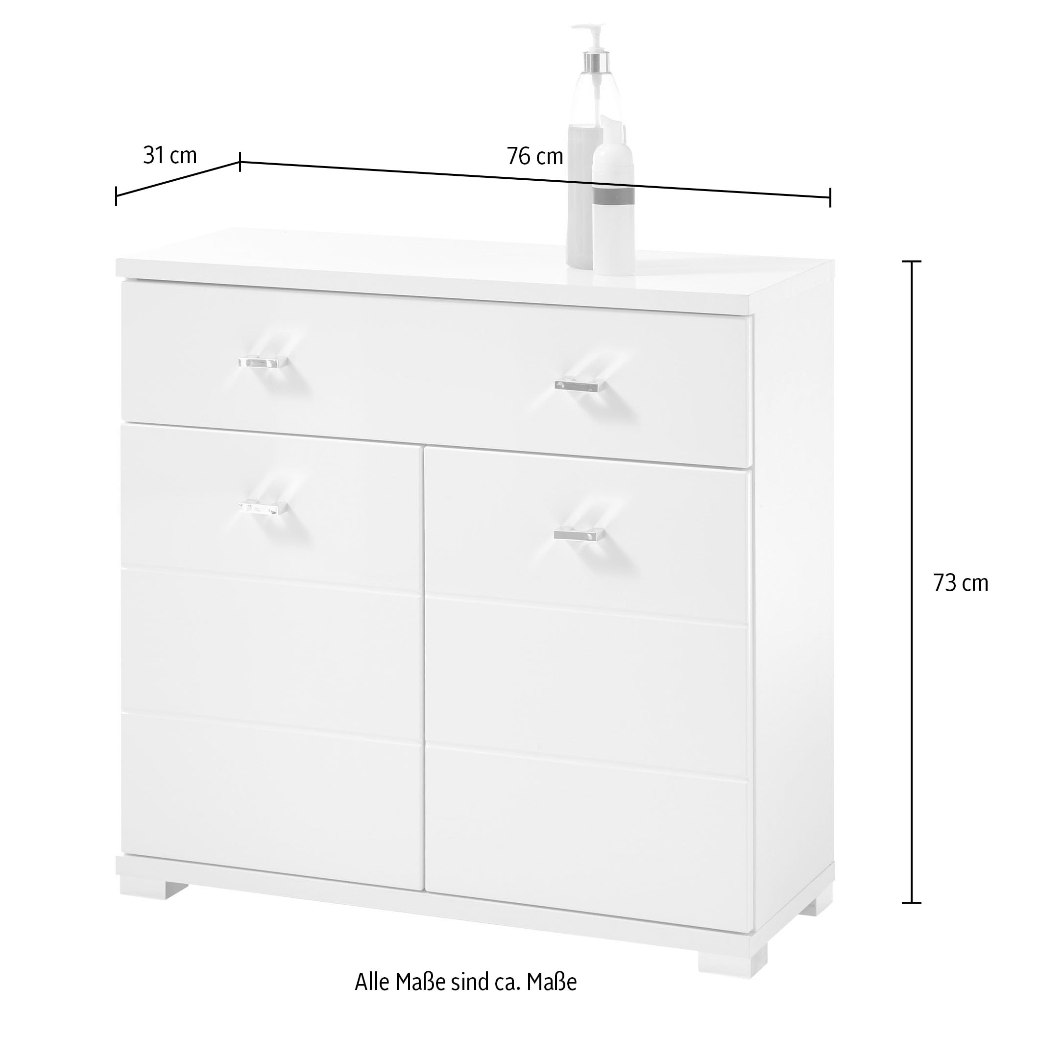 BASIC by Balculina Midischrank »Pool, Badezimmerschrank BxHxT 76x73x31«, (1 St.), Breite 76cm, Tür L/R montierbar