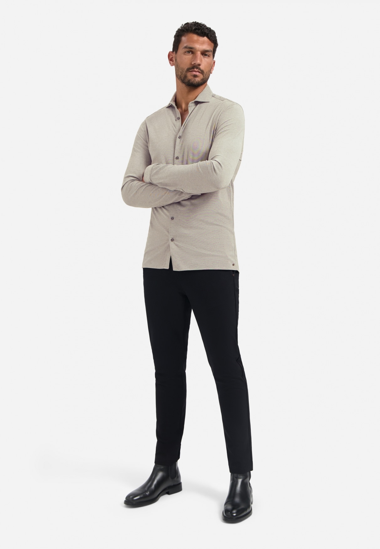 NO EXCESS Langarmhemd »No Excess Meliertes Jerseyhemd Shirt Jersey Melange Stretch«