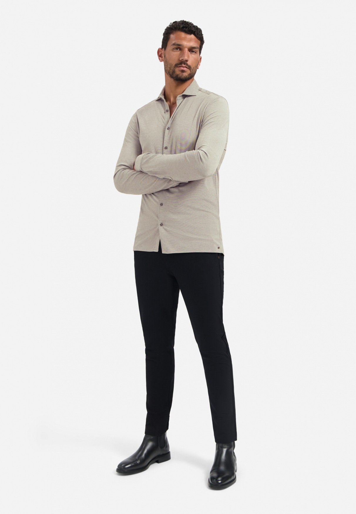 Thumbnail - NO EXCESS Langarmhemd "No Excess Meliertes Jerseyhemd Shirt Jersey Melange Stretch"