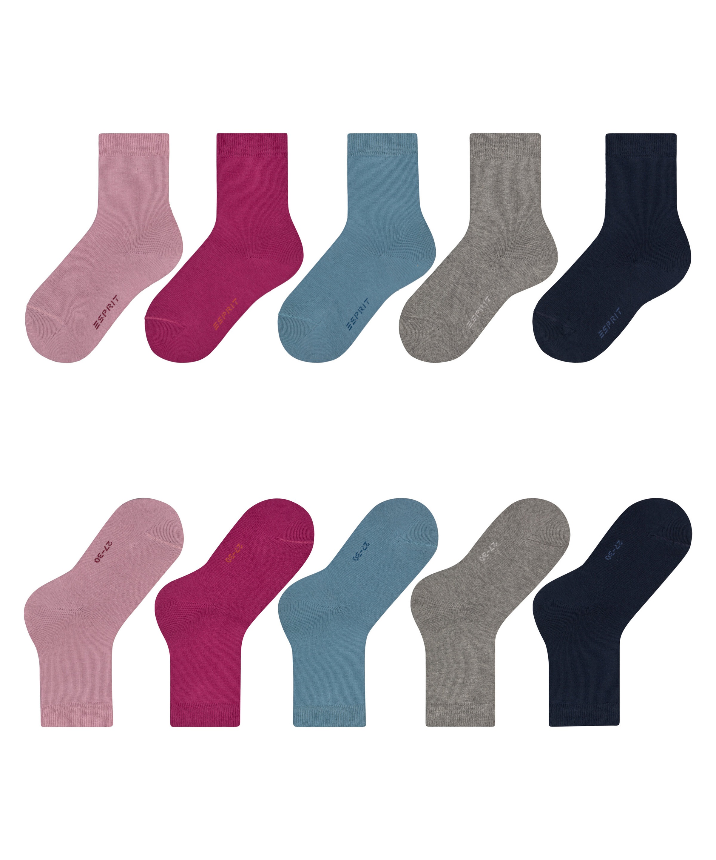 Esprit Socken »Solid Mix« 5 Paar,  uni Socken, Basic Vorteilspack, geripptes Bündchen