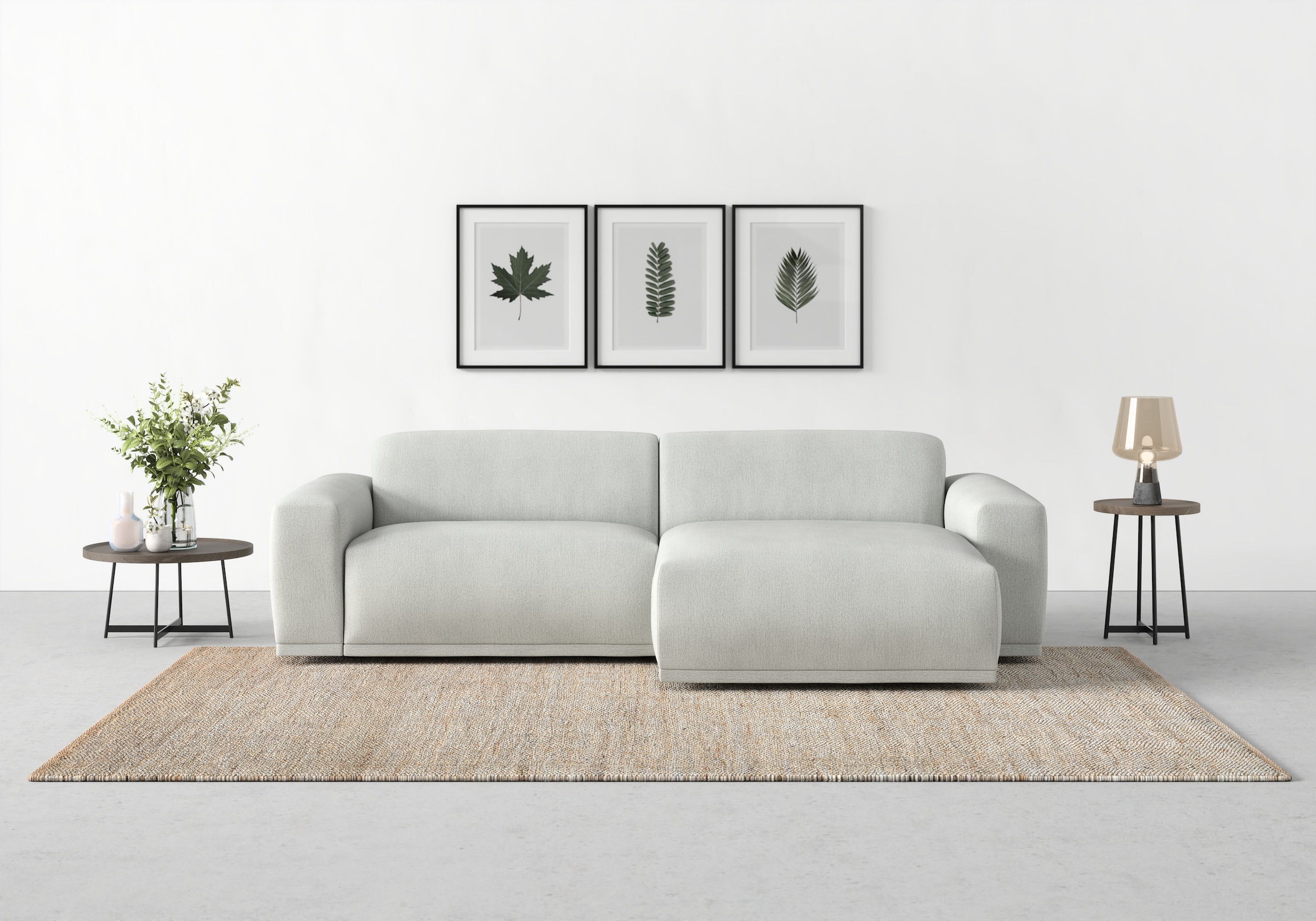 TRENDMANUFAKTUR Ecksofa "Braga, mit hochwertigem Kaltschaum, L-Form, Japandi-Design" modernes Sofa, Couch mit hohem Sitzkomfort, 255/72/160 cm (B/H/T)