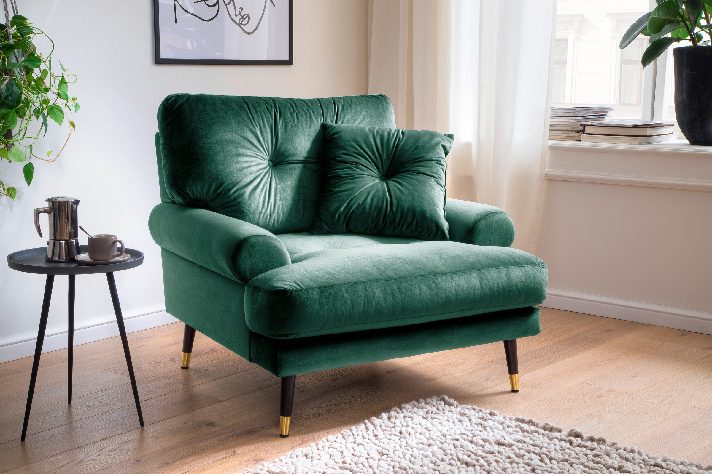 Trends by HG Loungesessel "TOKIO" in Microfaser mit hochwertigem Holz/Metal günstig online kaufen