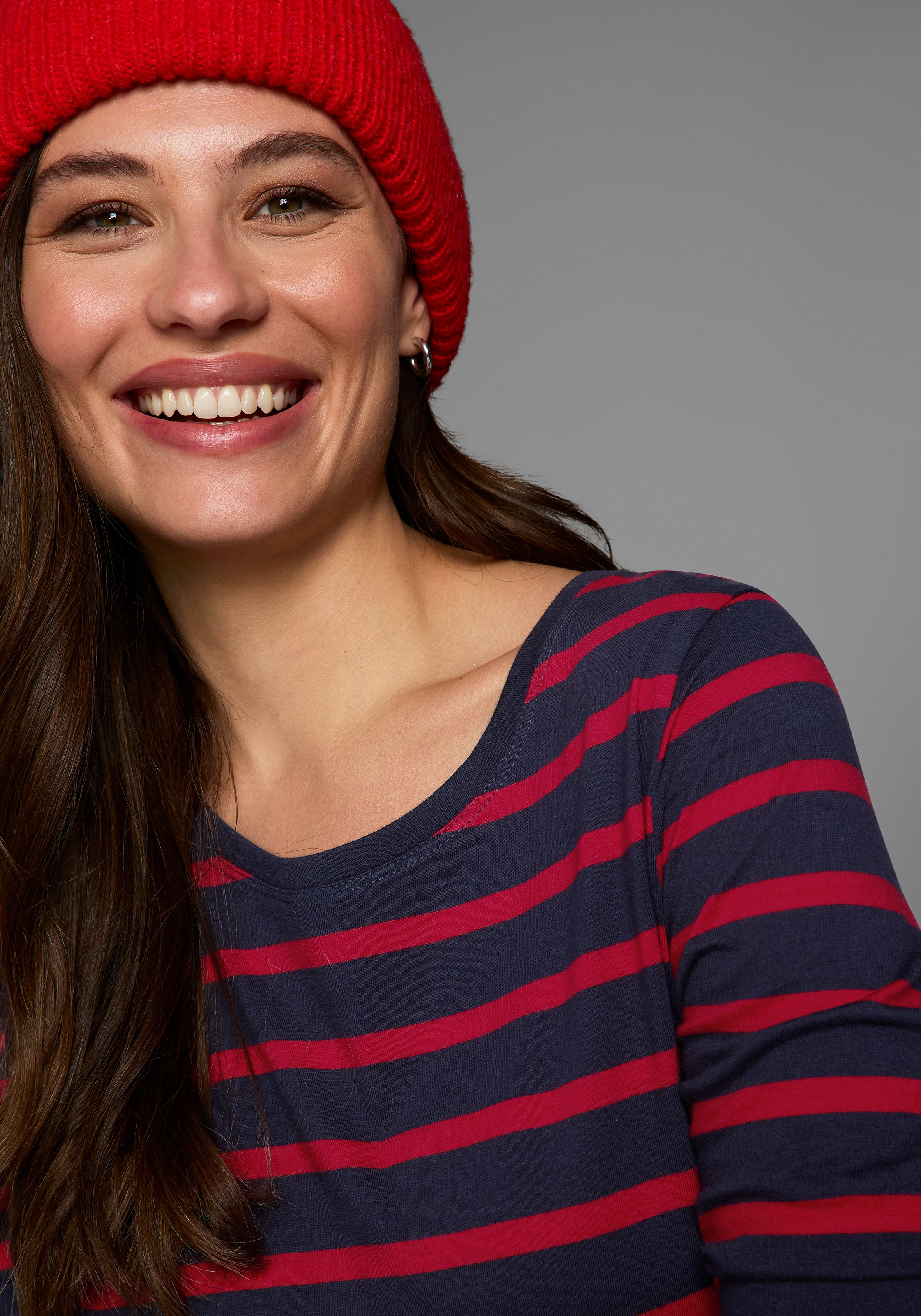 Thumbnail - AJC Langarmshirt gestreift, Rundhalsausschnitt, aus Baumwolle, aus Single Jersey