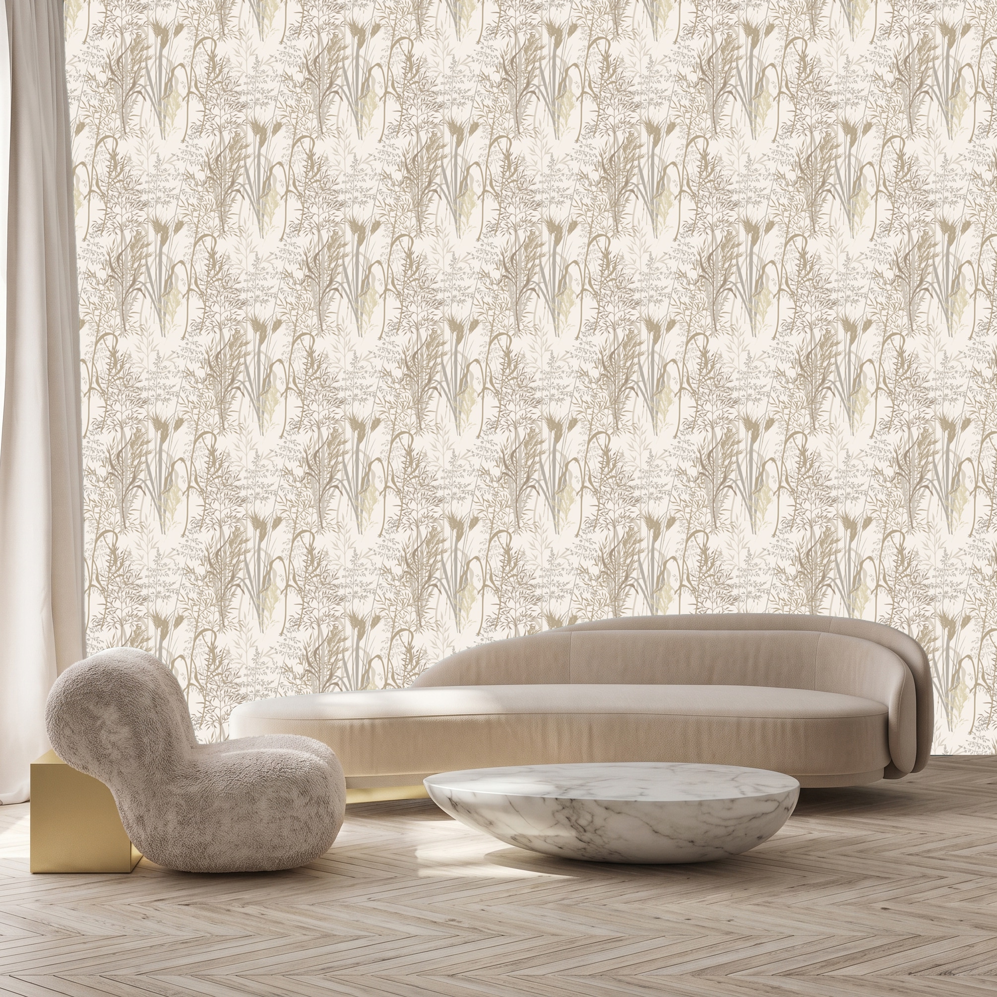 queence 3D-Tapete »Gräser und Pflanzen, selbstklebendes Wandpaneel« Motiv | bedruckt | mehrfarbig texturiert 60 x 250 cm Fototapete, Mustertapete, Anbringung ohne Kleister