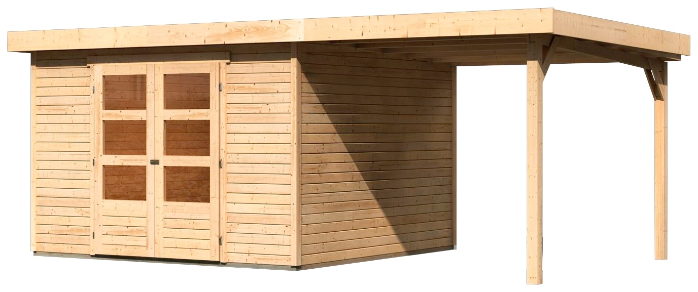 Karibu Gartenhaus »Arnis«, (Set), mit Anbaudach 2,40 m Breite