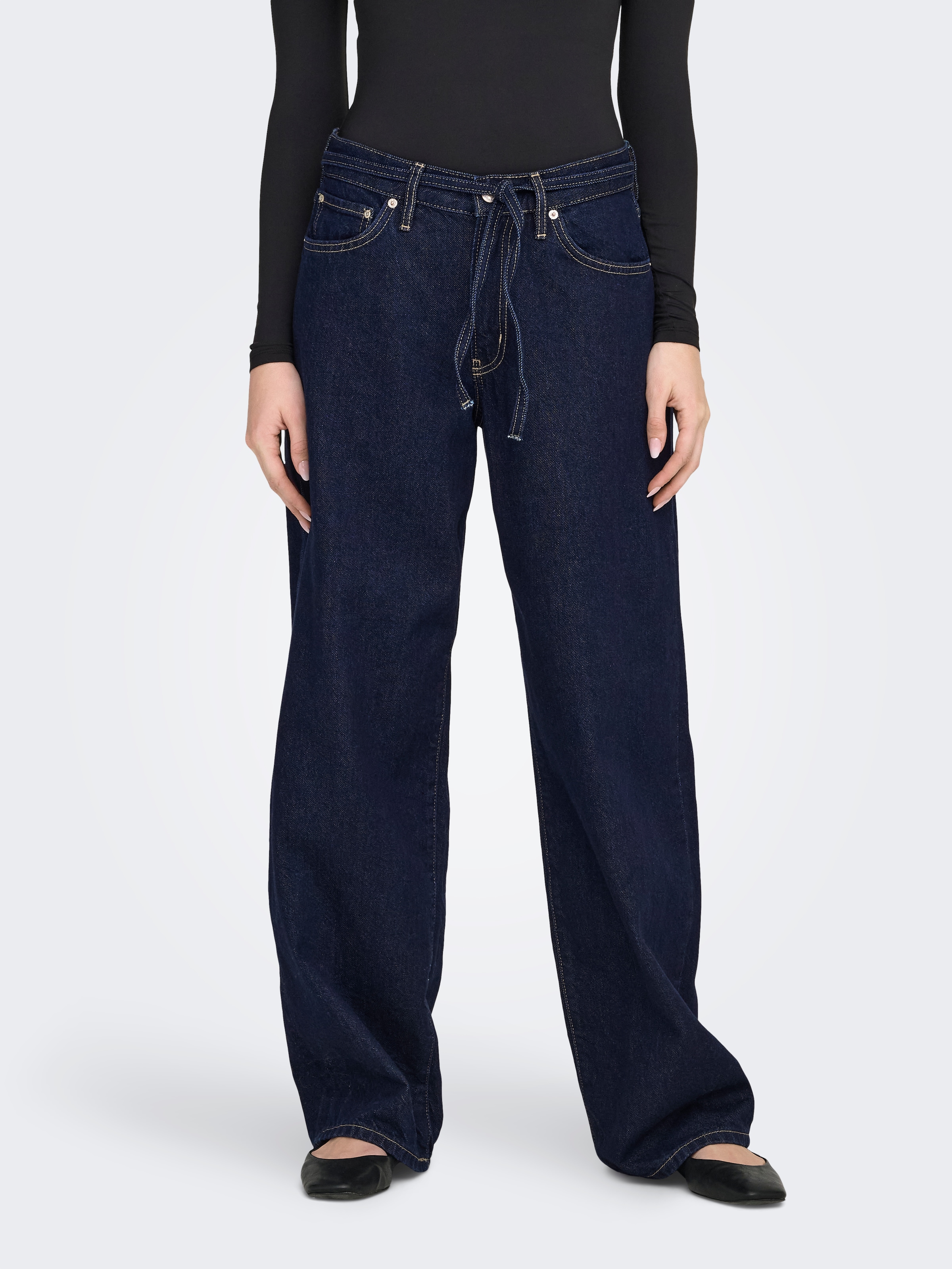 ONLY Straight-Jeans "ONLGIANNA MW STRAIGHT DNM DOT630 NOOS" Baumwolle