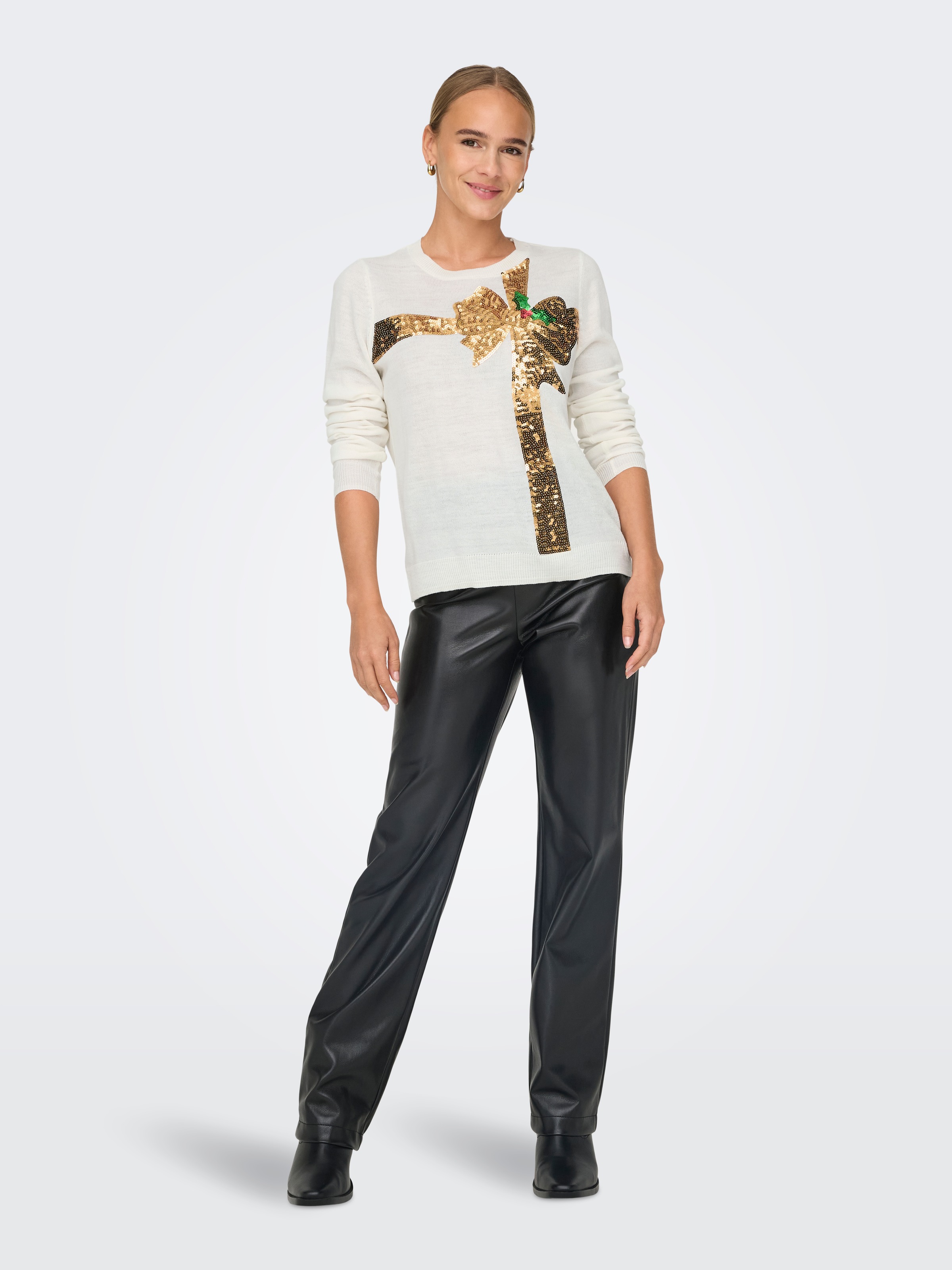 ONLY Weihnachtspullover »ONLXMAS LS O-NECK MIX DETAIL BOX KNT«