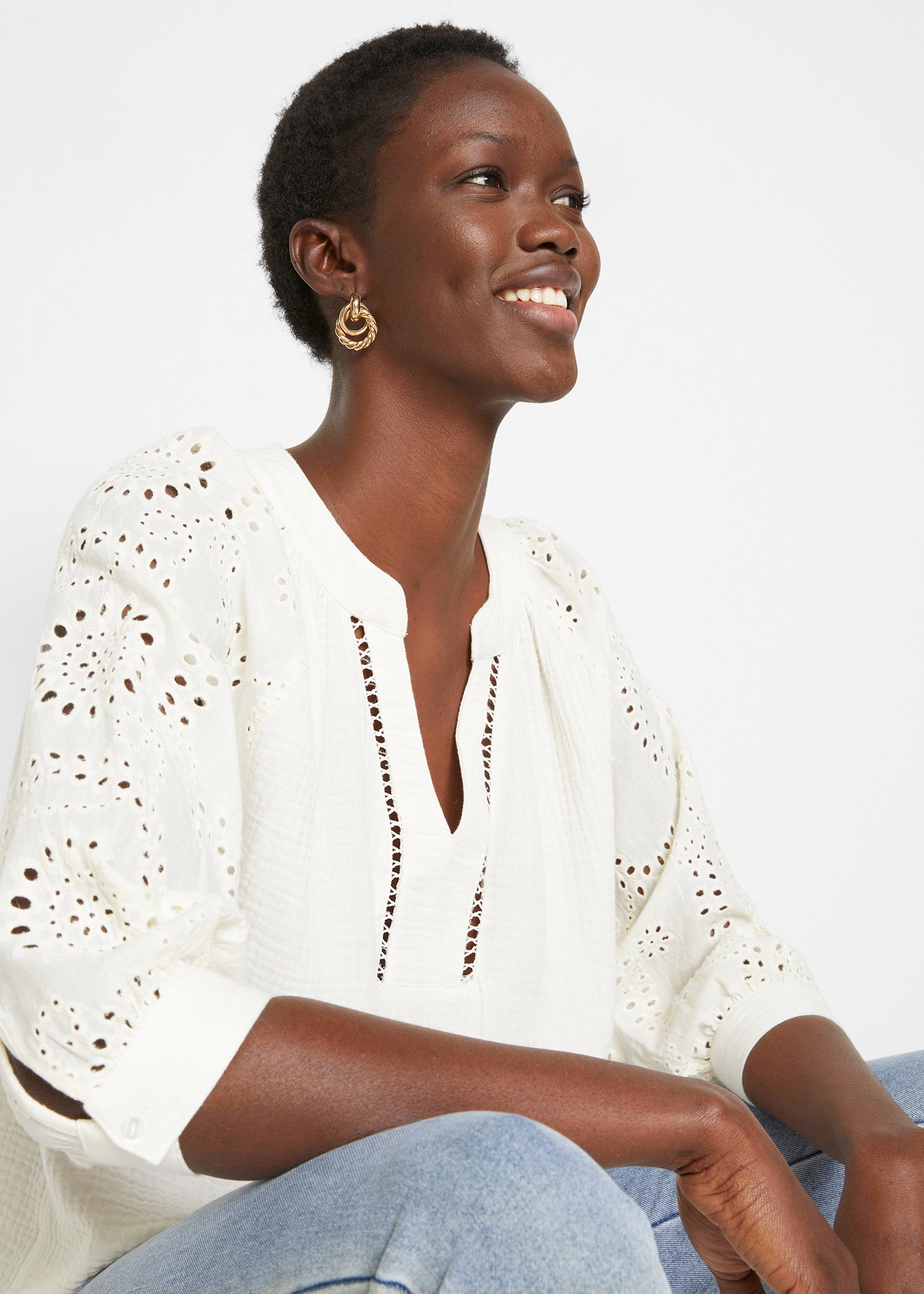 Thumbnail - bonprix Tunika figurumspielende Passform, mit 3/4-Ärmeln, aus reiner Baumwolle