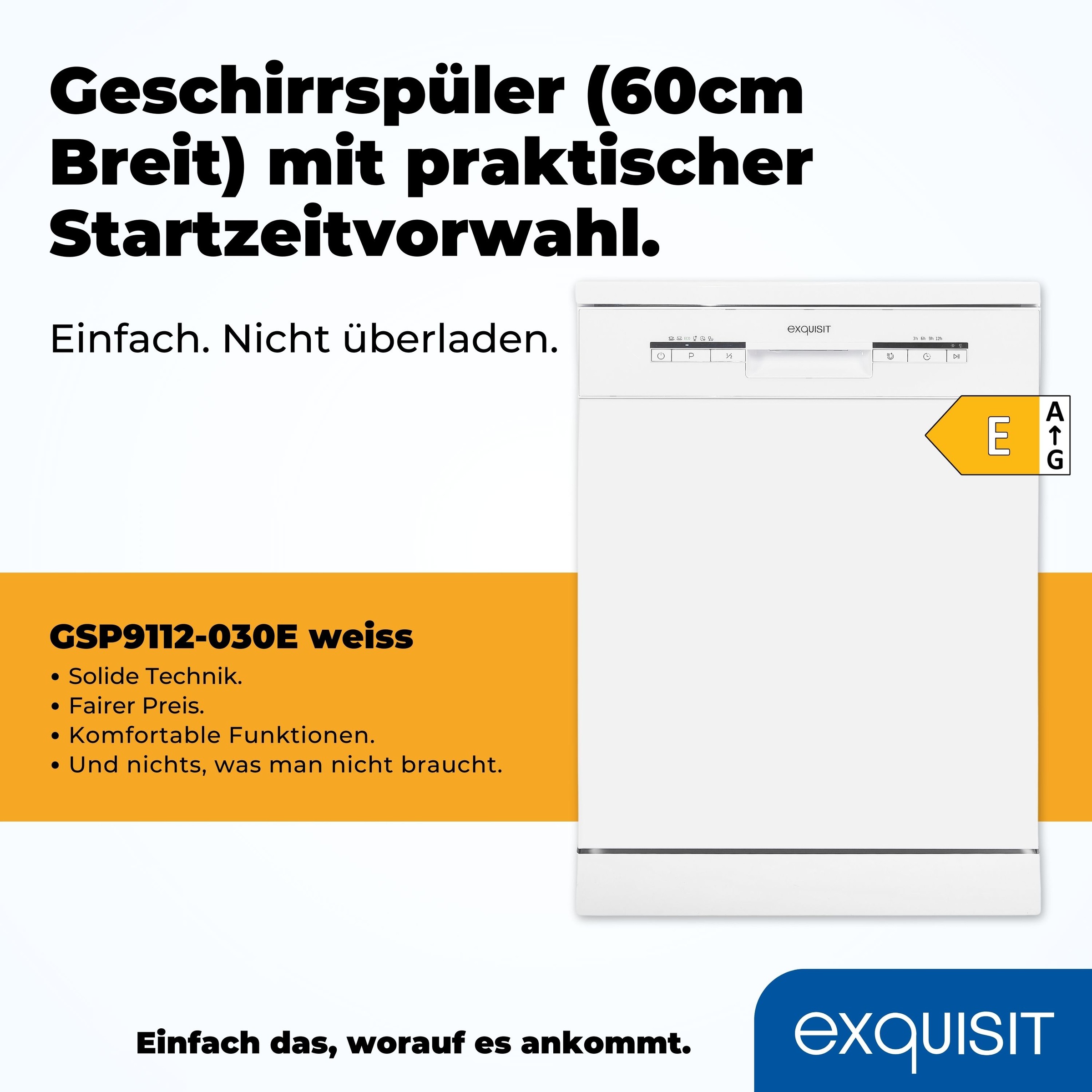 Thumbnail - exquisit Standgeschirrspüler "GSP9112-030E weiss", 12 Maßgedecke