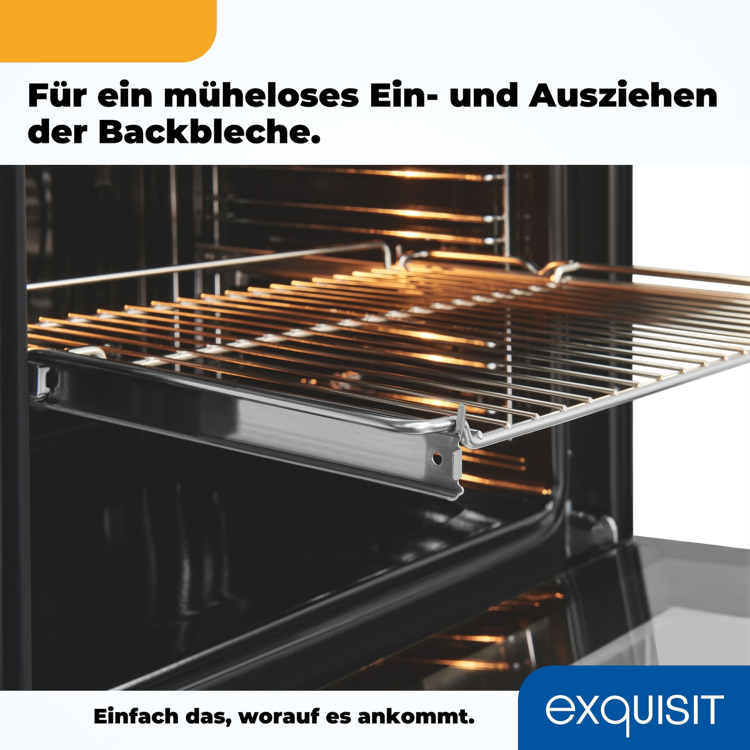 exquisit Backofen  »EBE76-9-H-020 inox«, mit 1-fach-Teleskopauszug