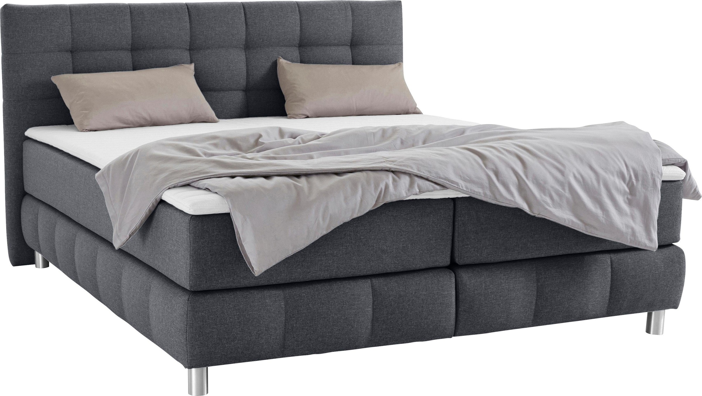 andas Boxspringbett »Salo XXL«, in Samtoptik oder Struktur, 6 Breiten in Überlänge 220cm, 4 Härtegrade