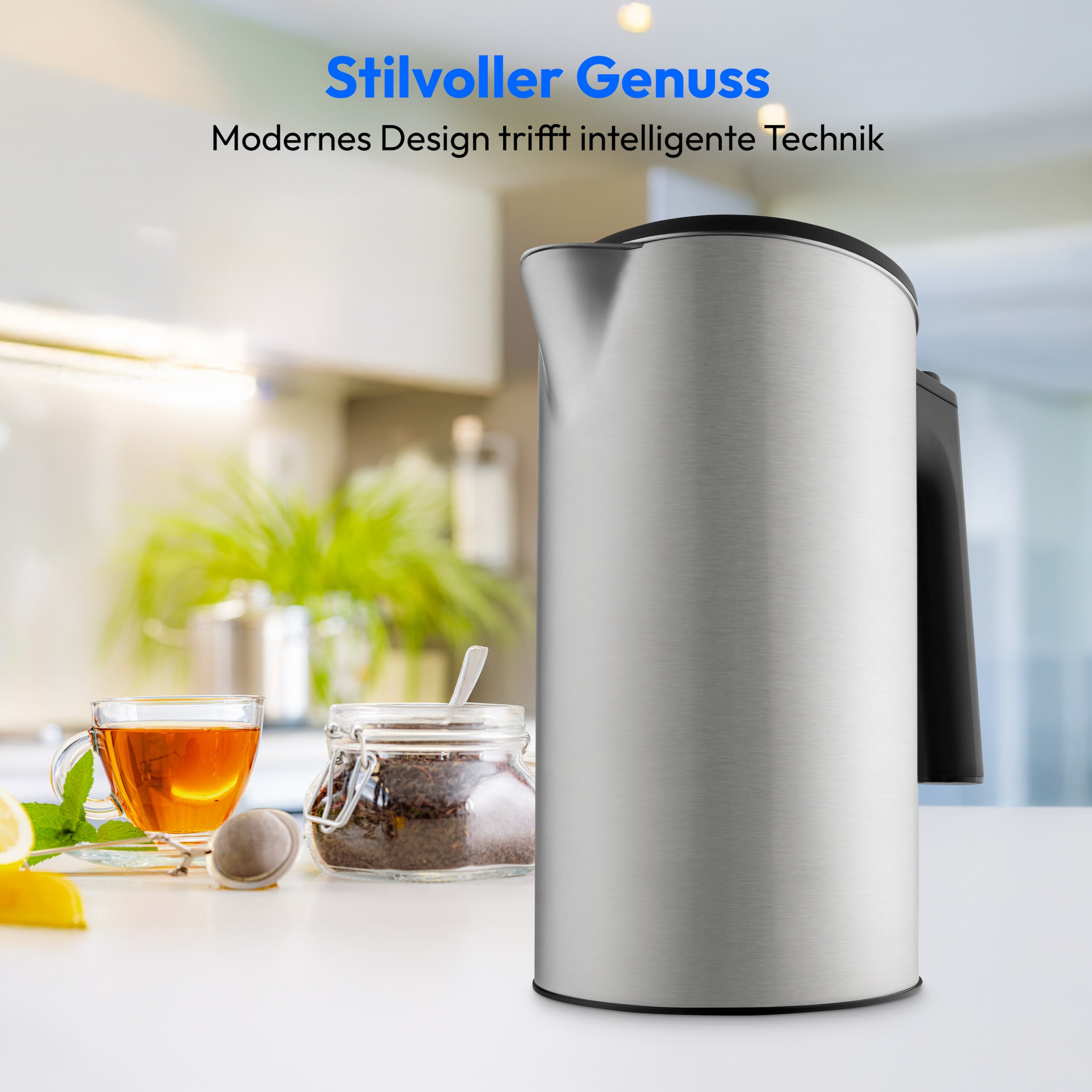 Medion® Wasserkocher »MD12106« 1,5 l 2200 W 2.200 W, 1,5 L, LED-Display, Sensor-Touch Bedienung, Kindersicherung