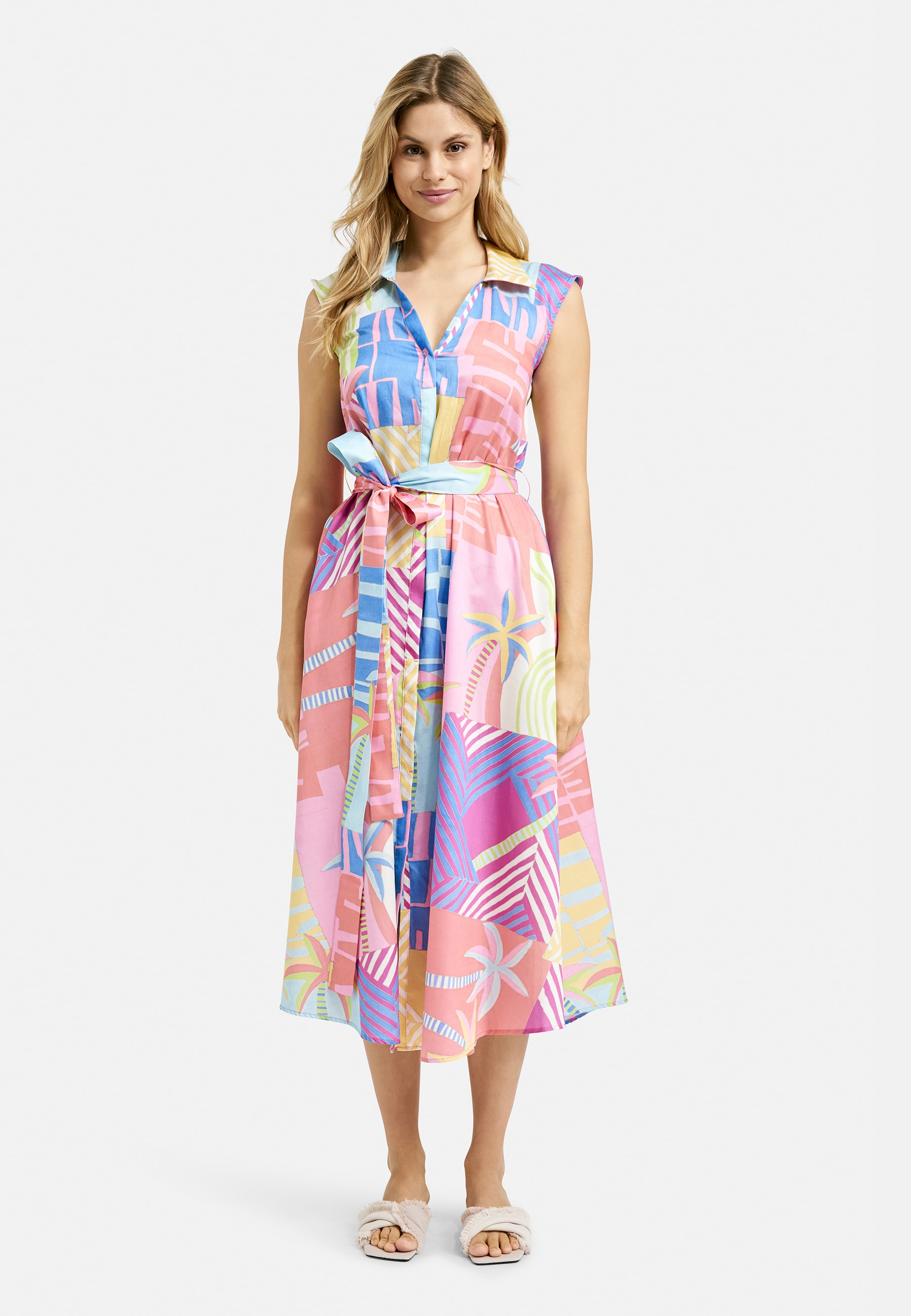 Milano Italy Sommerkleid Eingrifftaschen mit Bindegürtel günstig online kaufen