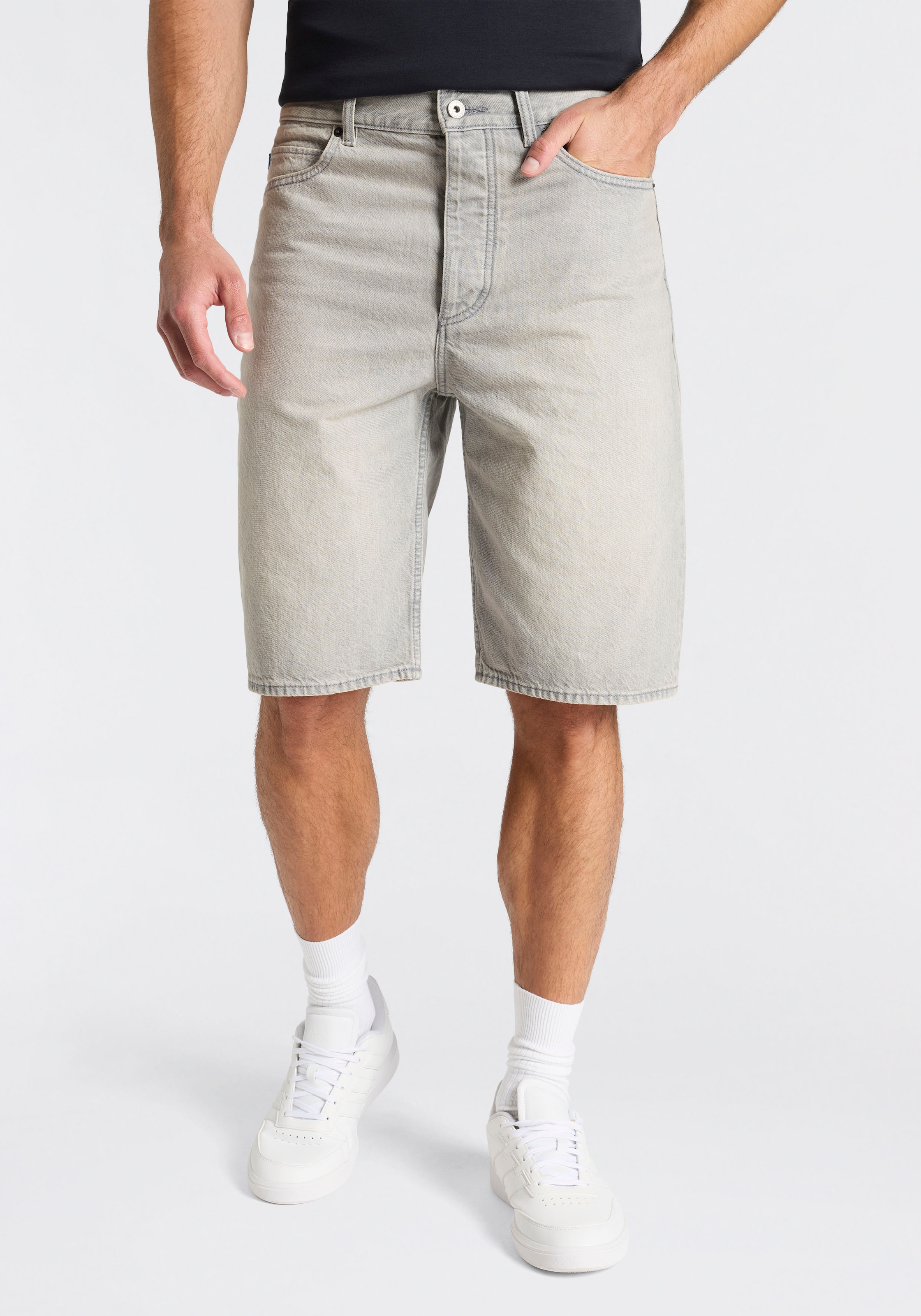 HUGO Blue Skaterbermudas Vintage grey stone washed, Regular Fit, reine Baum günstig online kaufen
