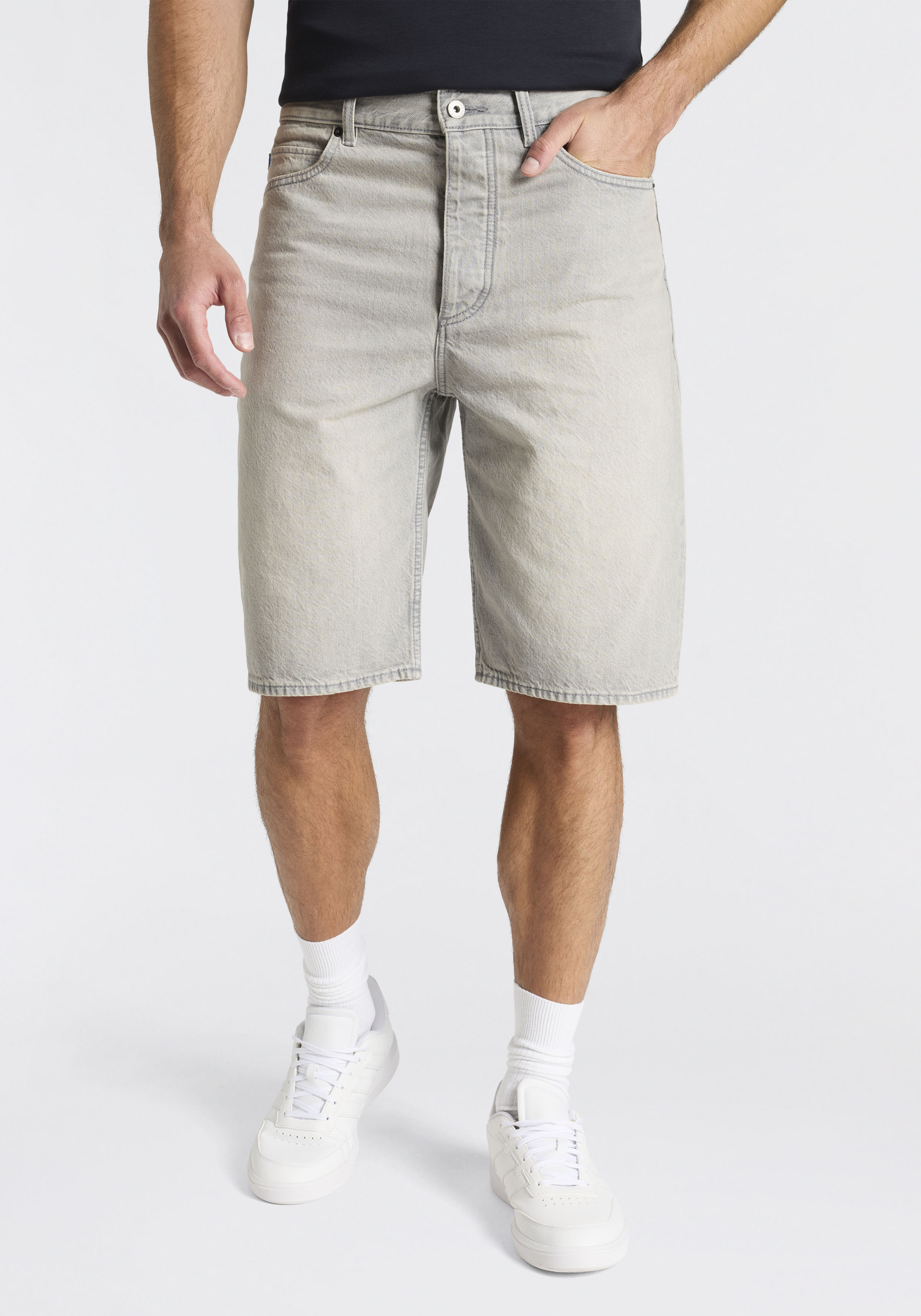 HUGO Skaterbermudas Vintage grey stone washed, Regular Fit, reine Baumwolle