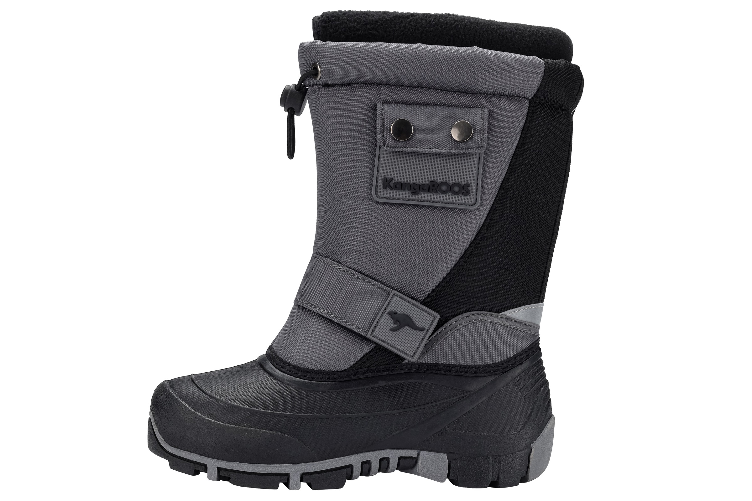 Winterboots KANGAROOS "Kanga-Bean II", Jungen, Gr. 36, grau (steel grau, jet schwarz), Synthetik, Textil, Schuhe Winterboots, Wasserabweisend, Warmfutter,Winterschuhe, Winterstiefel, Snowboots