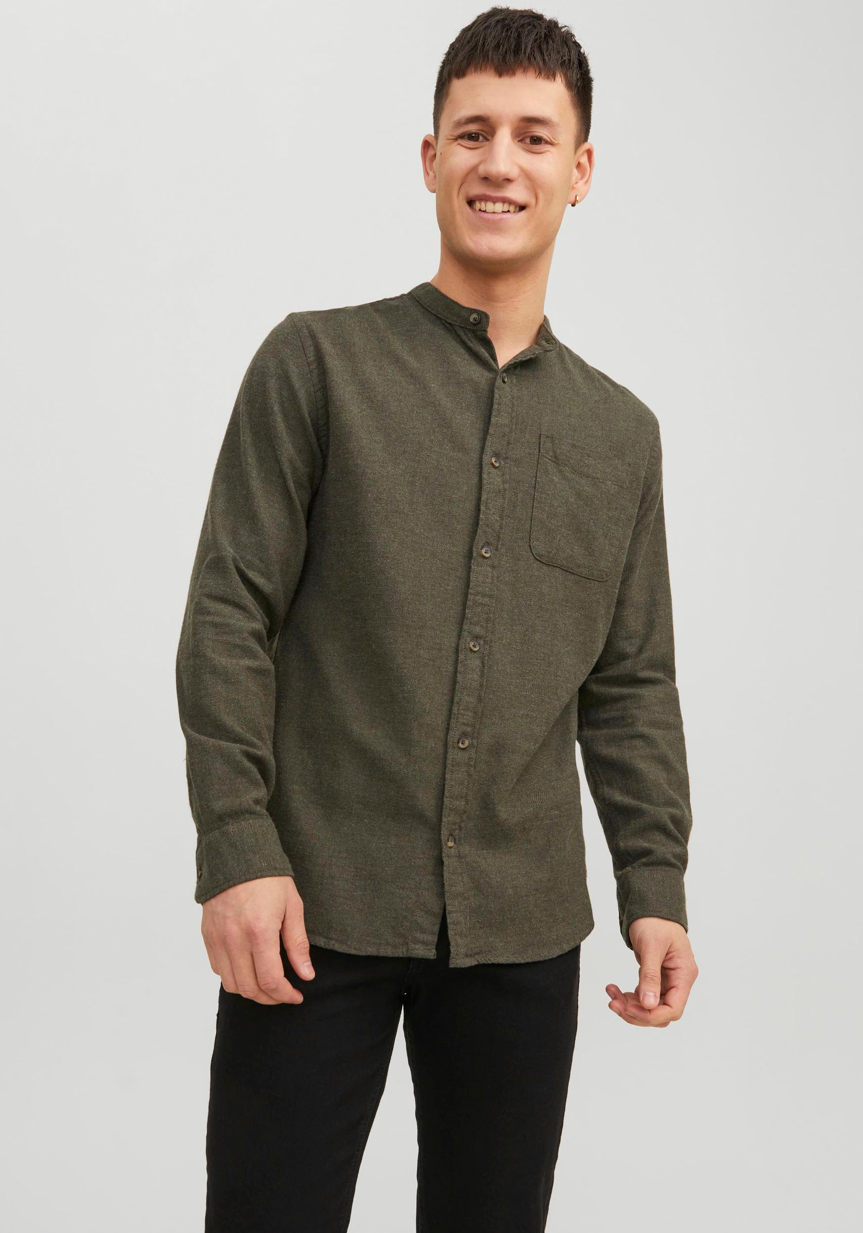 Jack & Jones Langarmhemd "JJEBAND MELANGE SHIRT LS SN" günstig online kaufen