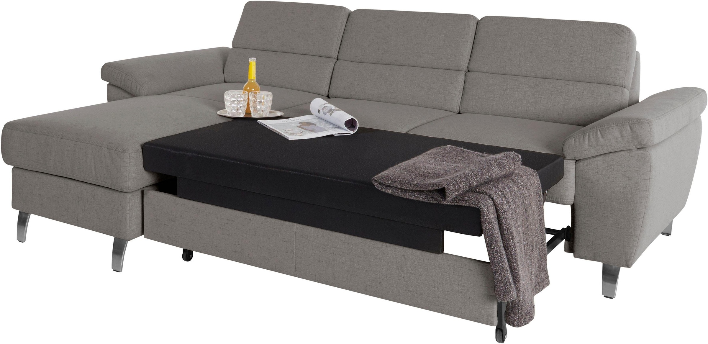 sit&more Ecksofa »Sorano L-Form«, wahlweise mit Bettfunktion und Bettkasten