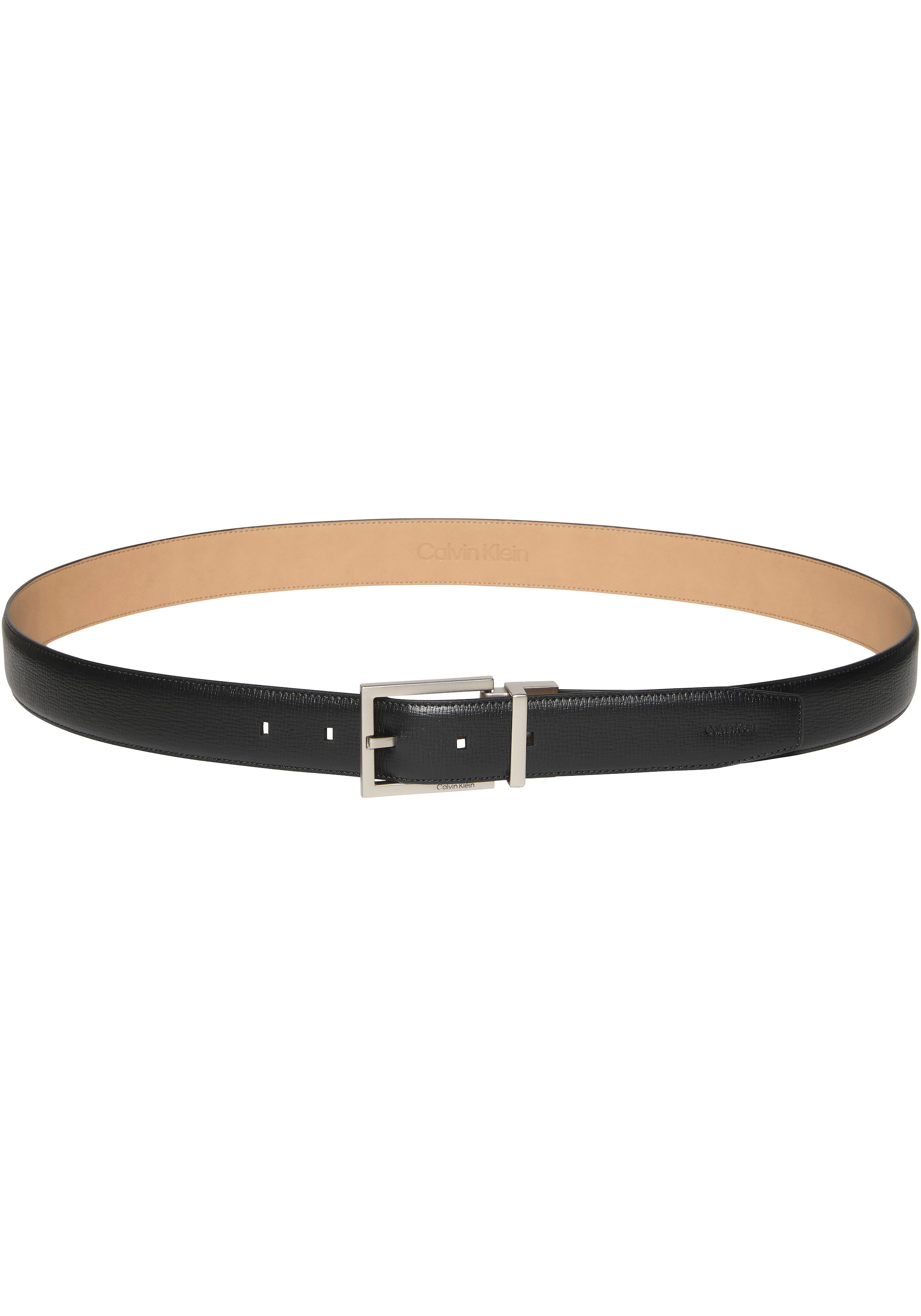 Calvin Klein Ledergürtel »SQUARE BUCKLE SAFFIANO 32MM ADJ« Größenverstellbar mit Metallschließe