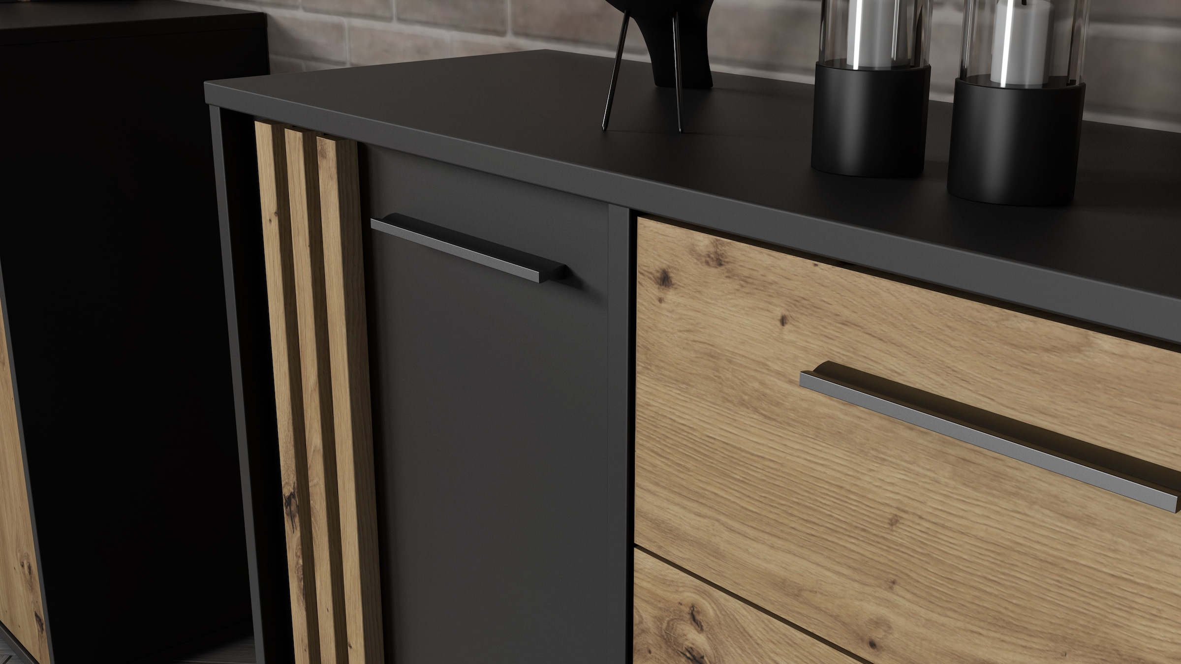 FORTE Sideboard »Cardigan«, Sideboard, 2 farbig, Stauraum, Schubkasten, Soft Close,Breite 179,4cm