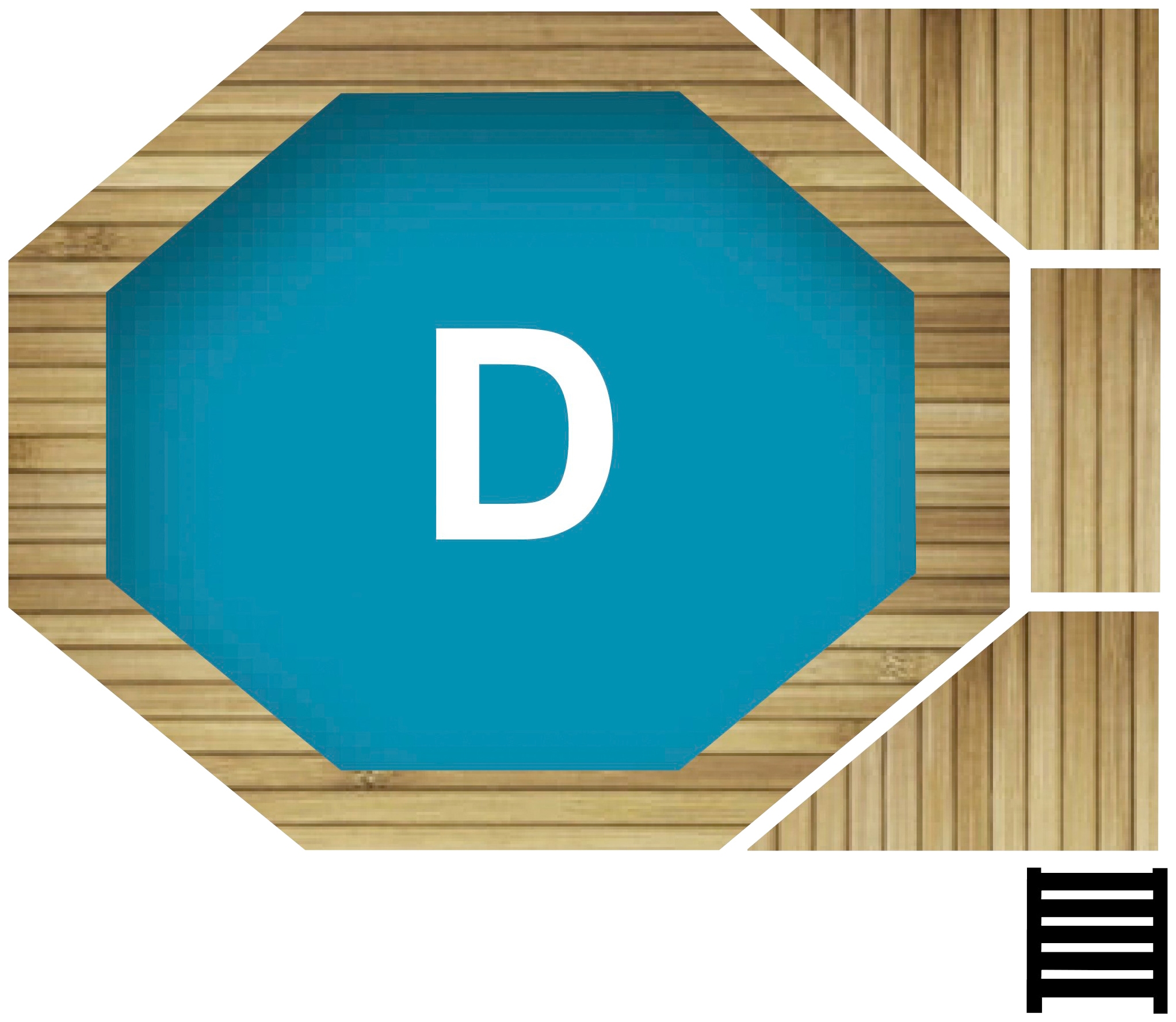 Karibu Achteckpool »PORTO Set D ØxH: 358x124 cm inkl. Zubehör« mit Technikraum unter dem Sonnendeck