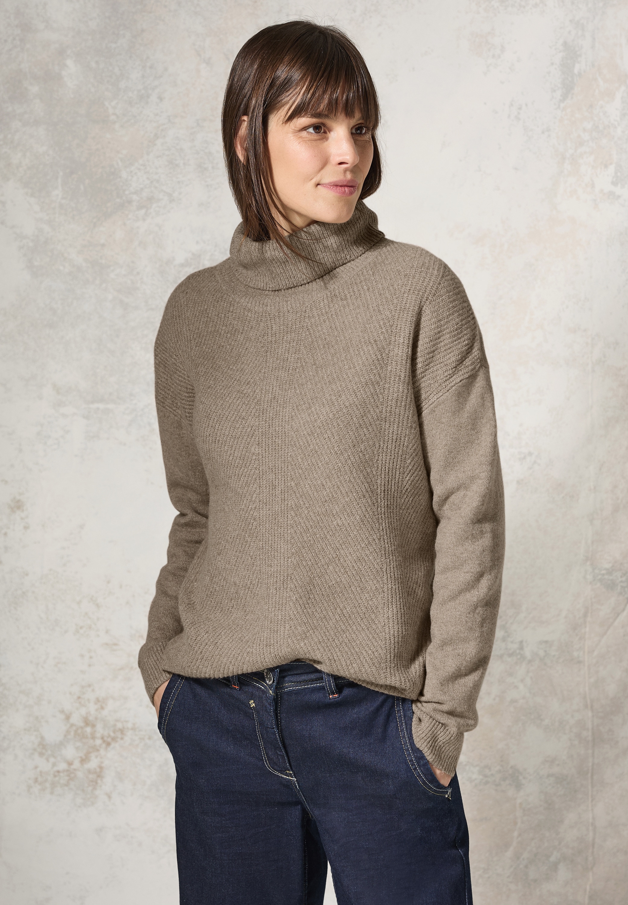 Cecil Rollkragenpullover, aus softem Materialmix