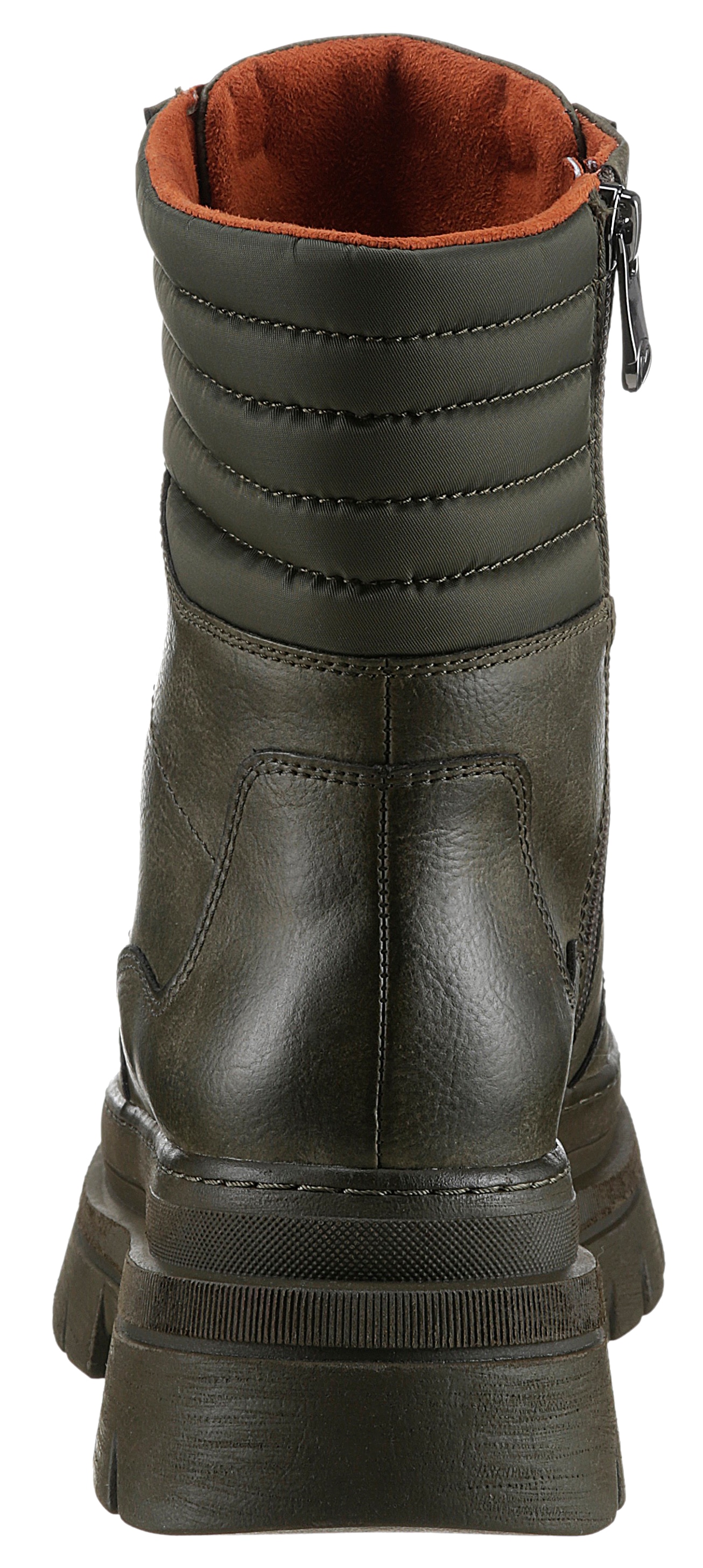 MARCO TOZZI Winterboots »FREDO«, Plateau, Bikerboots, Schnürtiefelette, Chunky Boots, Ziernähte