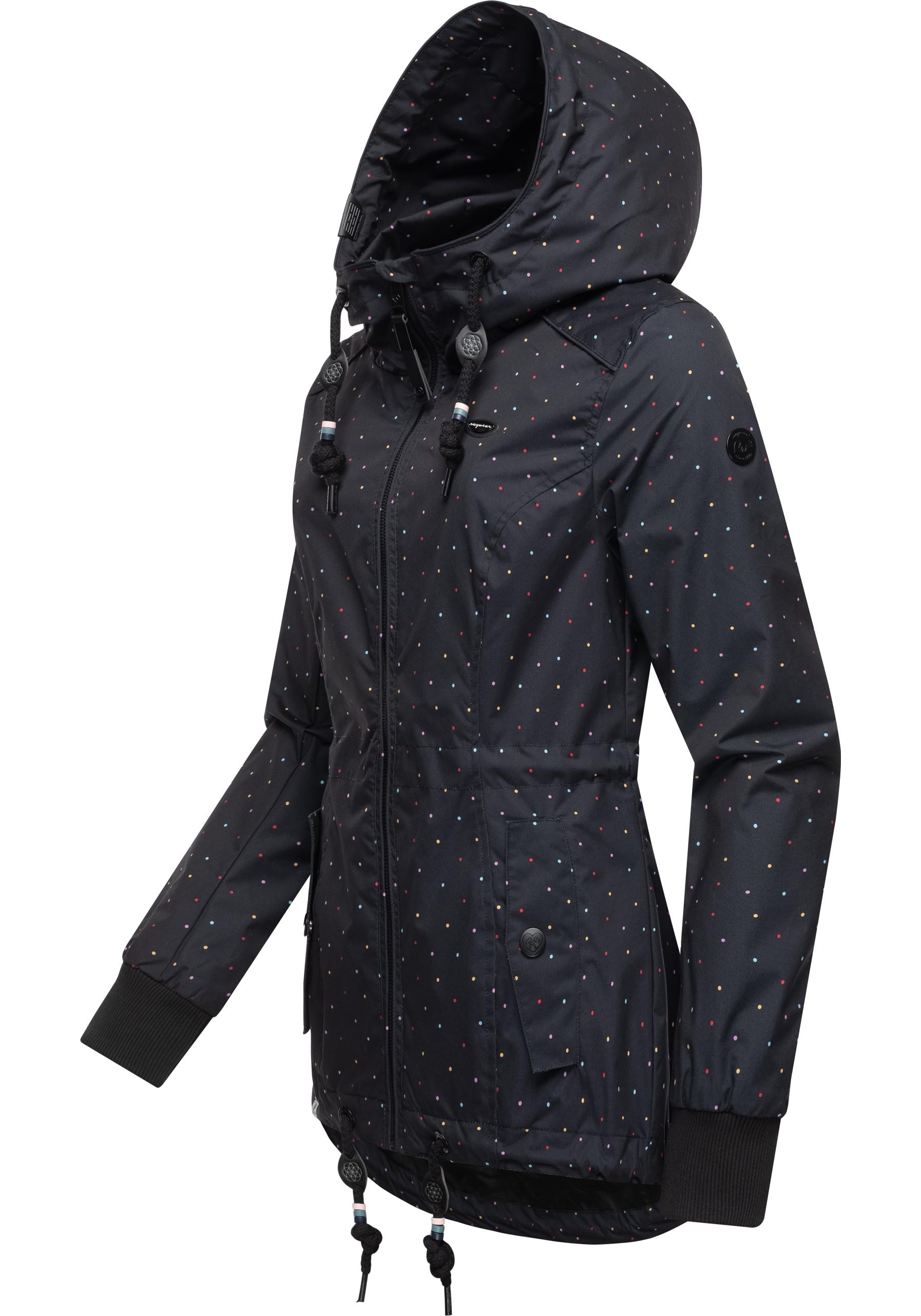 Ragwear Outdoorjacke »Danka Dots«, mit Kapuze, stylische Übergangsjacke mit großer Kapuze