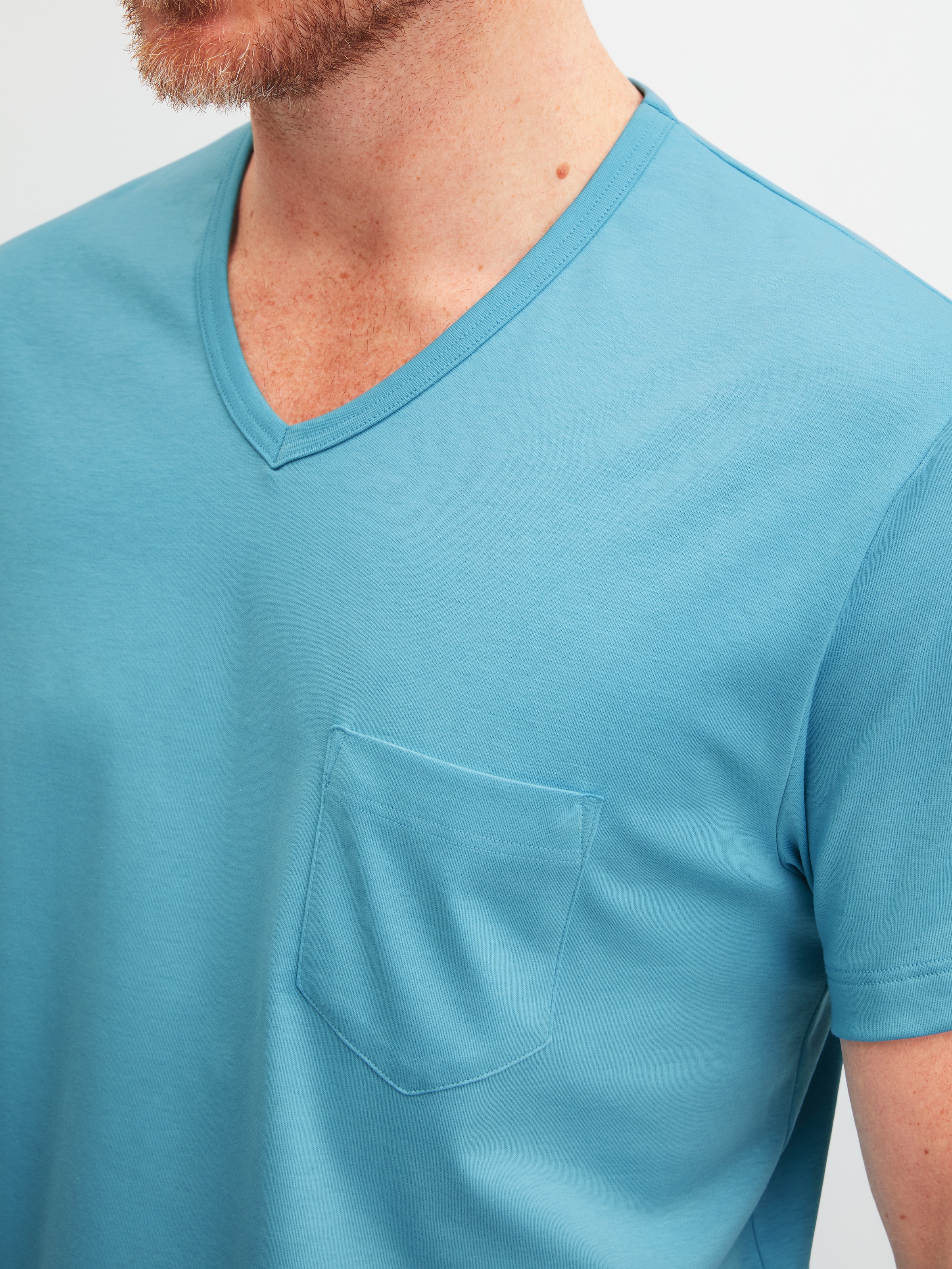 Shorty CALIDA "Relax Essentials", Herren, Gr. M (50), blau (coronet blau), Single Jersey, Obermaterial: 100% Baumwolle, unifarben, bequem kurz, Rundhals, Homewear-Sets Shorty, mit kleiner Brusttasche 6