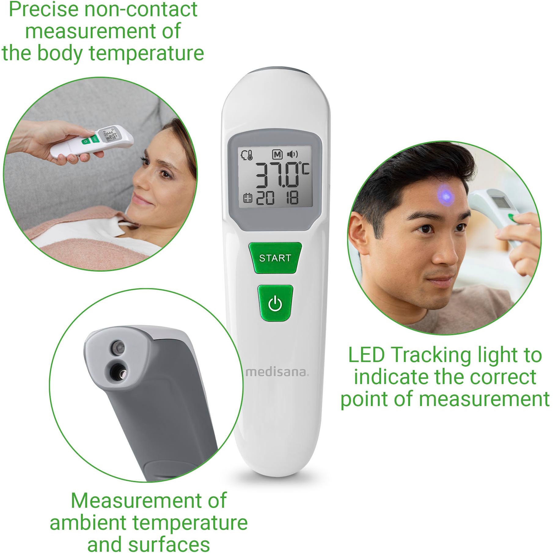 Medisana Infrarot-Thermometer »TM 760«, Messung von Körper-, und Oberflächentemperatur mit Fieberalarm