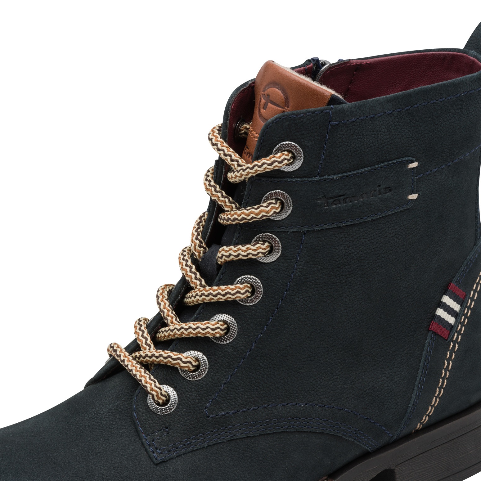 Thumbnail - Tamaris Schnürboots, Blockabsatz, Schnürstiefelette, Kontrastnaht an der Ferse und Rahmen